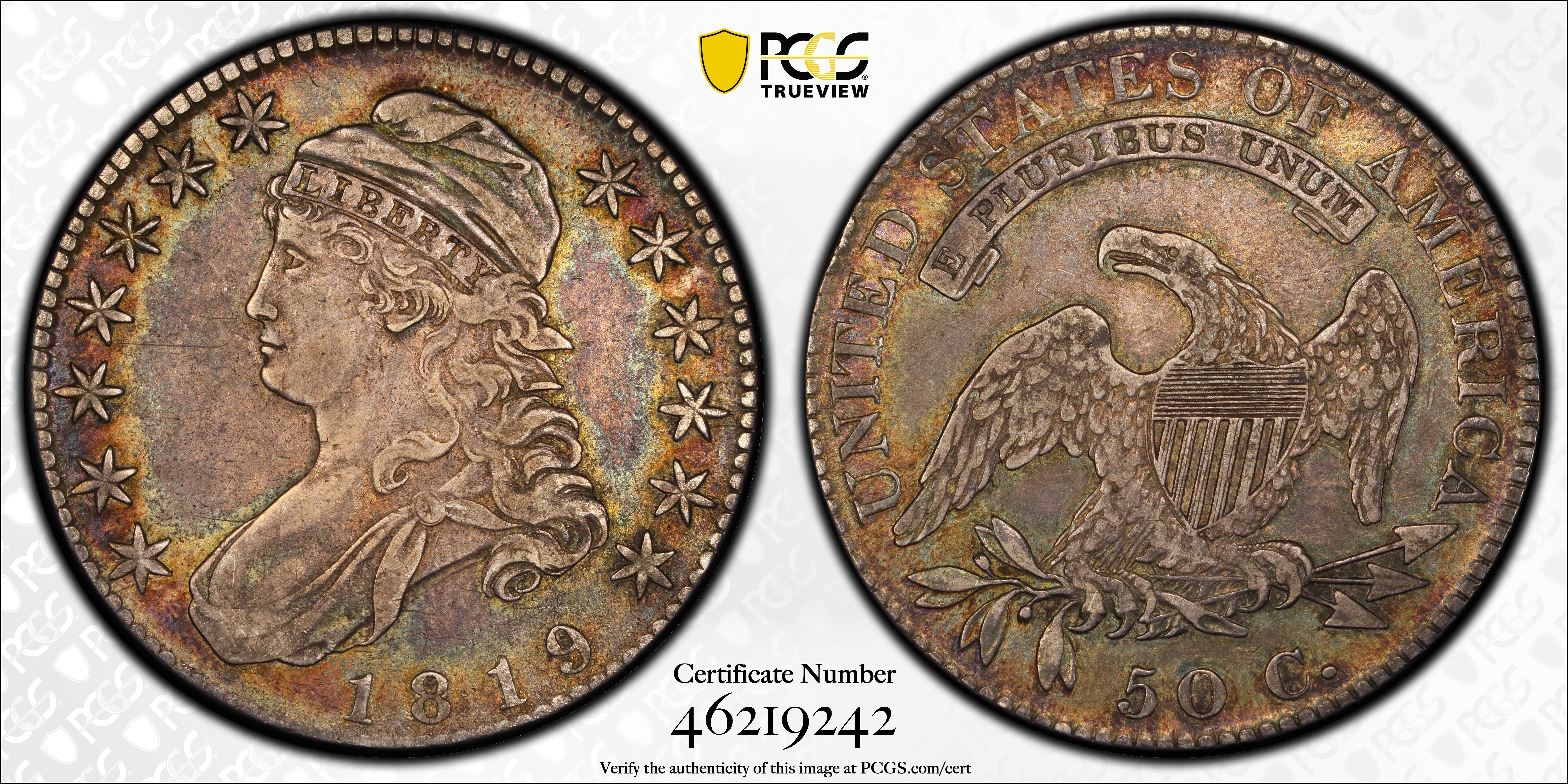 image for: 1819 Capped Bust Half Dollar. O-115. Rarity-3. VF-35 (PCGS).