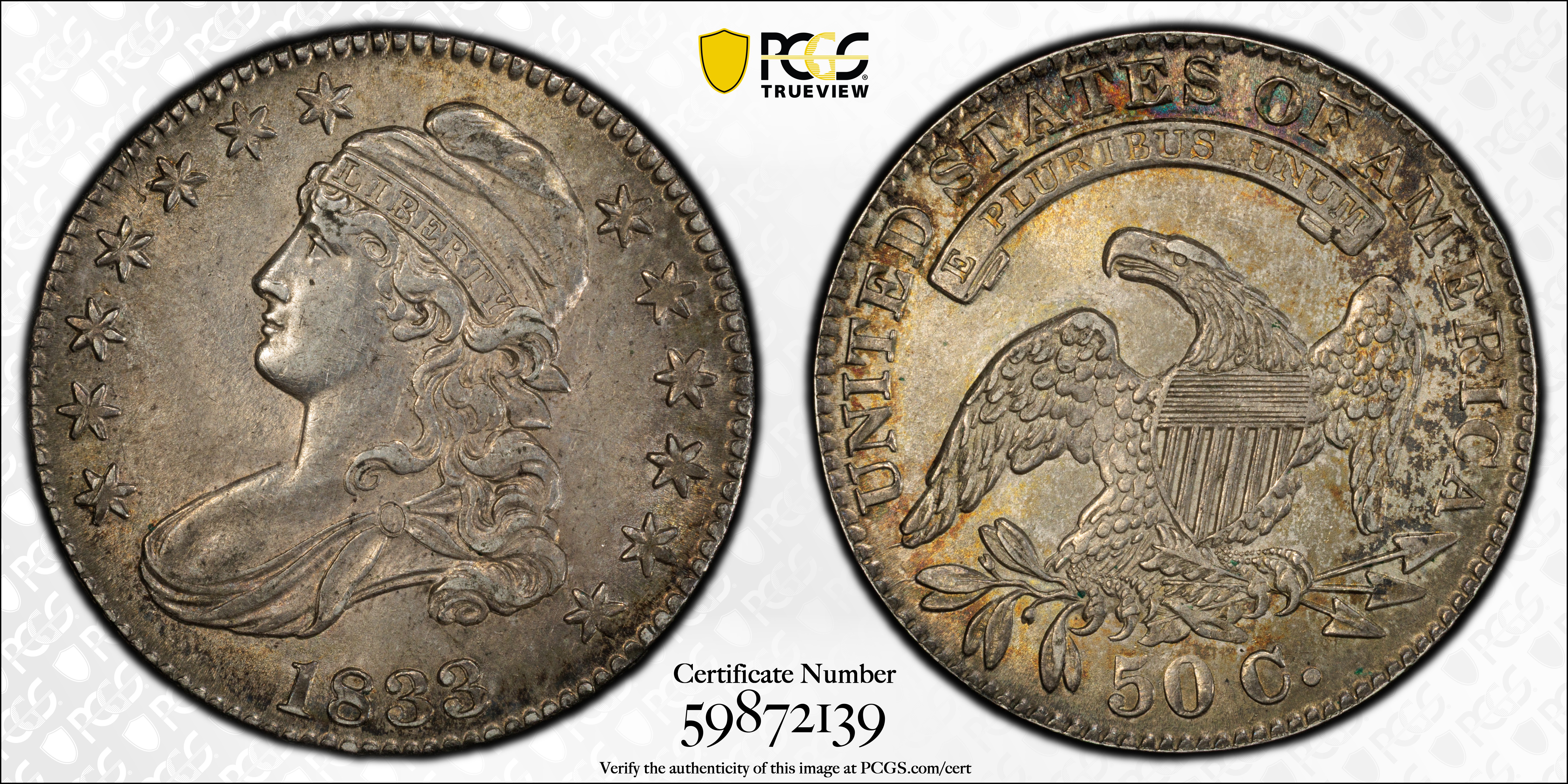 1833 Capped Bust Half Dollar Mint State (MS) Pricing Guide