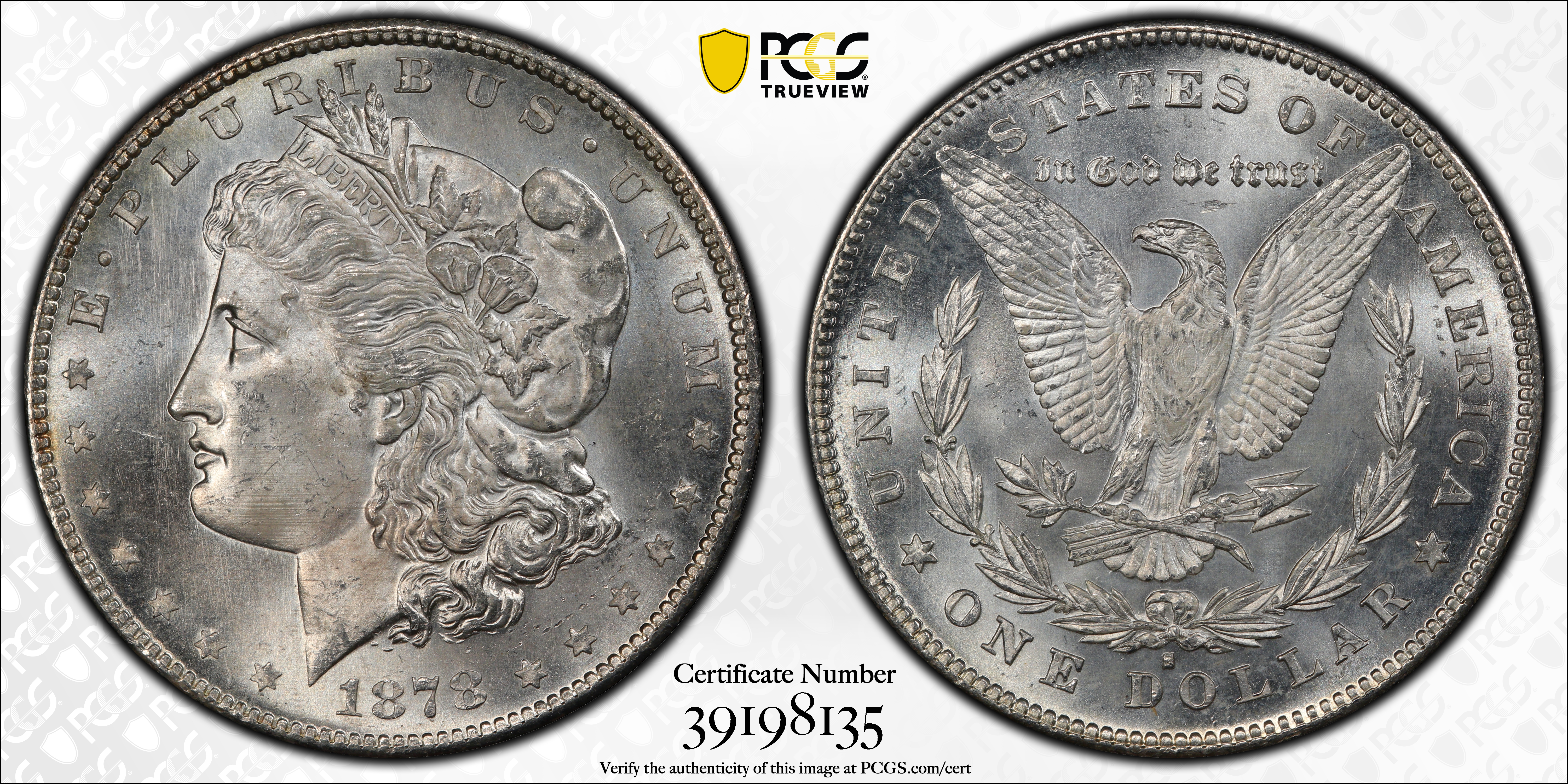 image for: 1878-S Morgan Silver Dollar. VAM-17A. Hit List 40. Denticle Clash. MS-65 (PCGS).