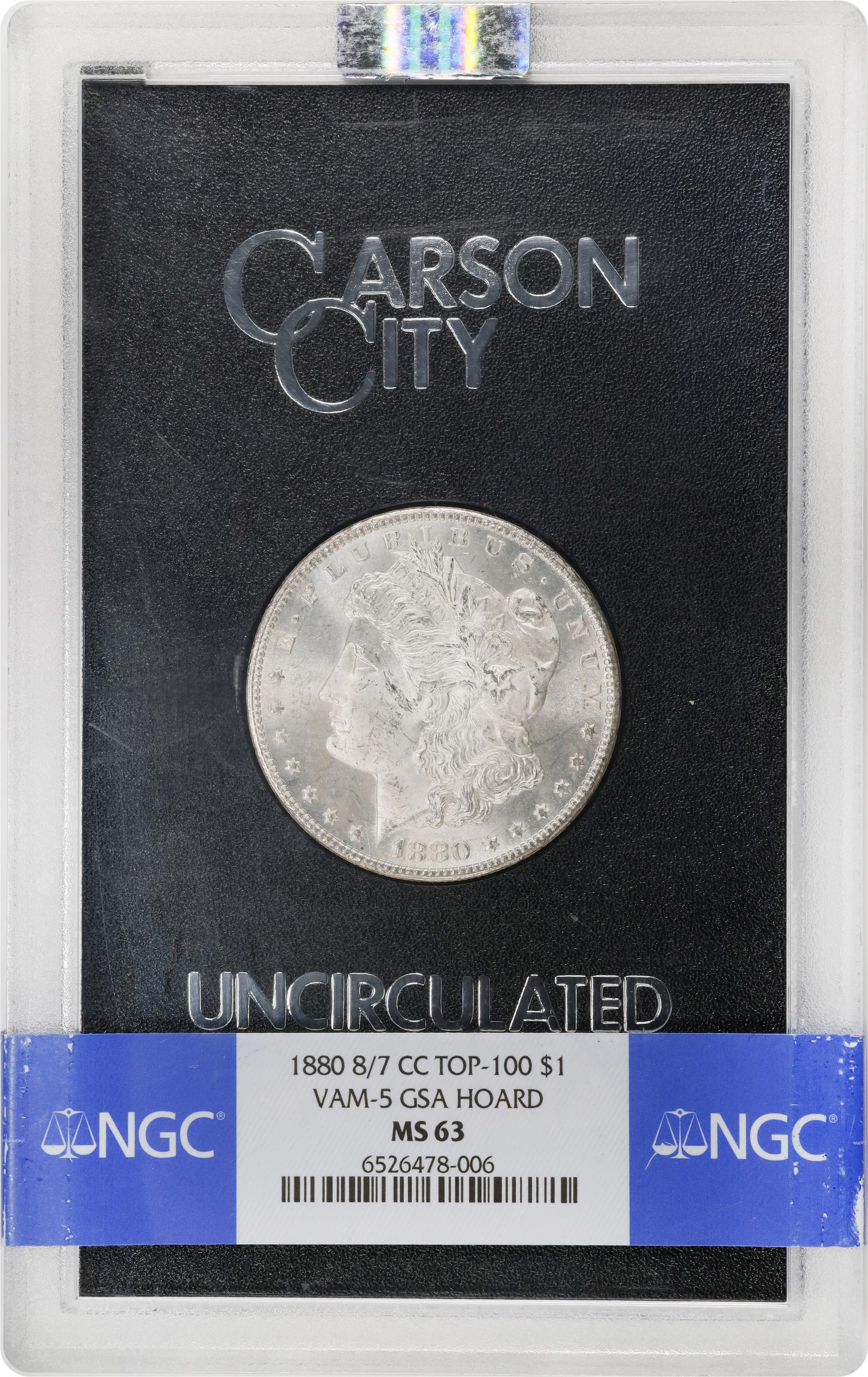 1880-CC $1  GSA Hoard, 8/High 7 MS63 thumbnail 3