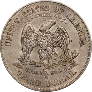 image for: 1874-S Trade Dollar. Chop Mark. AU-50 (PCGS).