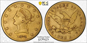 image for: 1872-CC Liberty Head Eagle. Fine Details--Harshly Cleaned (PCGS).