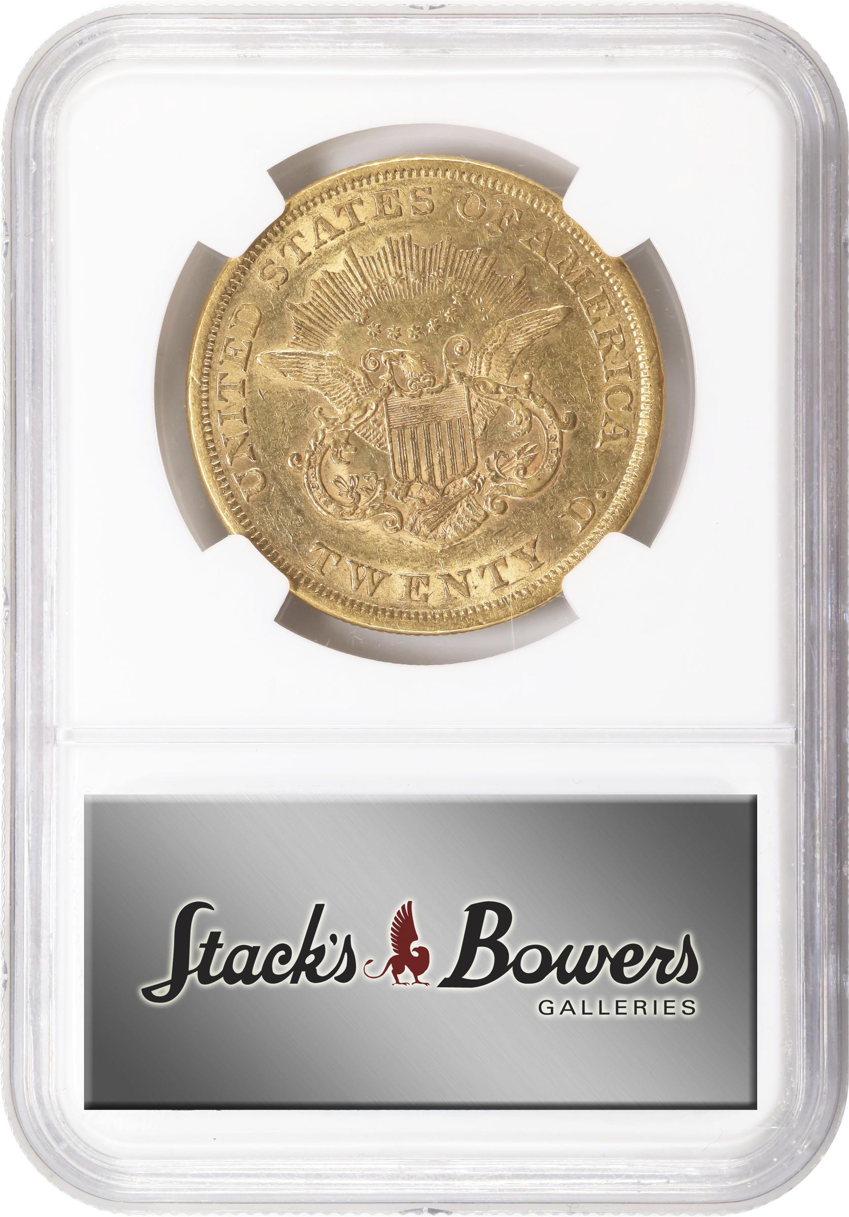 image for: 1852/1852 Liberty Head Double Eagle. FS-301. Repunched Date. AU-53 (NGC).