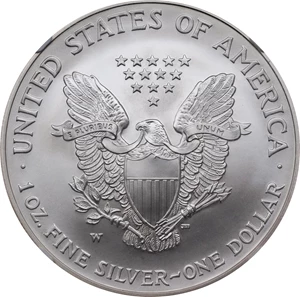 image for: 2008-W Silver Eagle. Reverse of 2007. Specimen-70 (NGC).