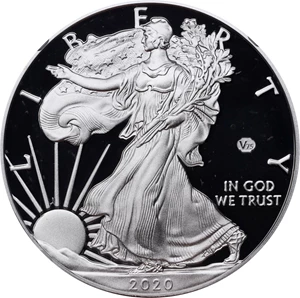 image for: 2020-W Silver Eagle. 75th Anniversary of the End of World War II V75 Privy Mark. First Releases. Proof-70 Ultra Cameo (NGC).