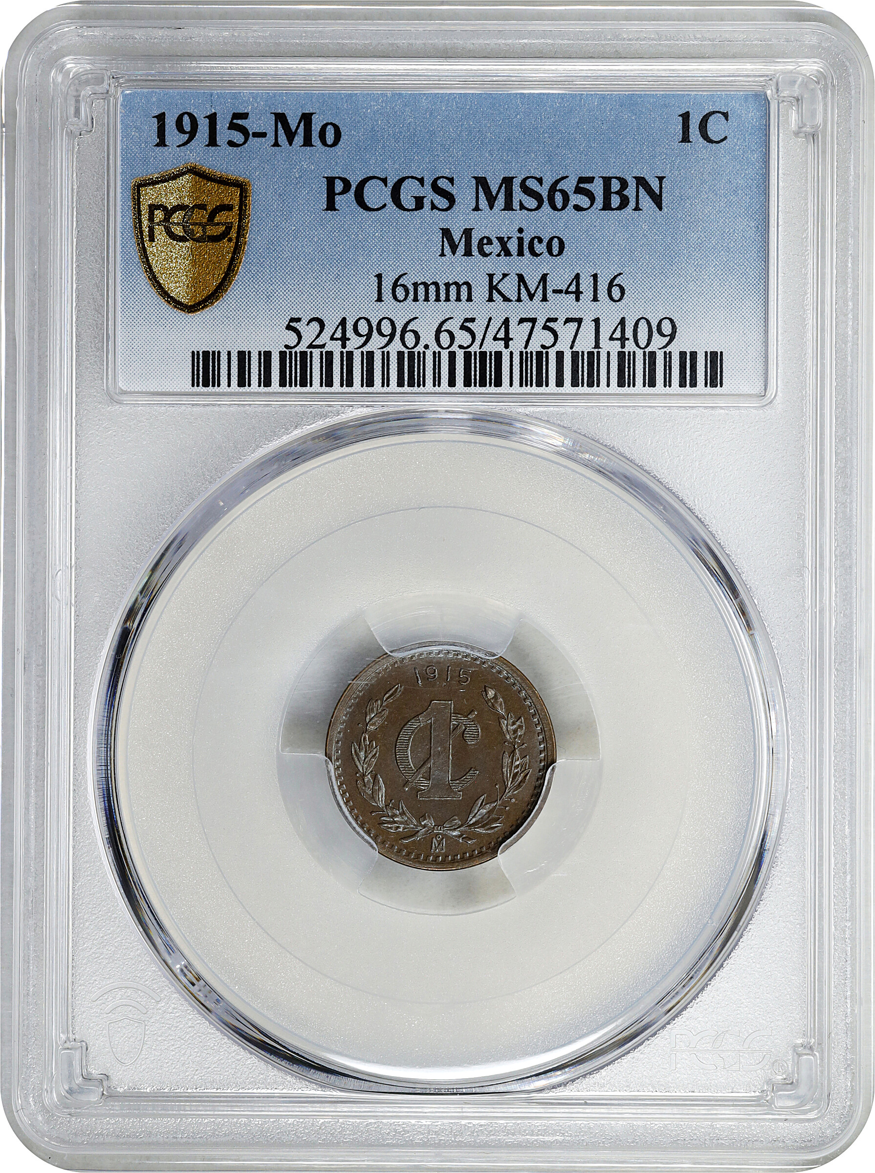 image for: MEXICO. Centavo, 1915-Mo. Mexico City Mint. PCGS MS-65 Brown.