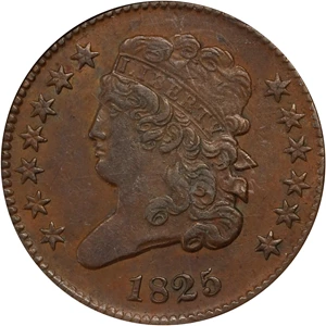 image for: 1825 Classic Head Half Cent. C-2. Rarity-1. AU-58 BN (NGC).