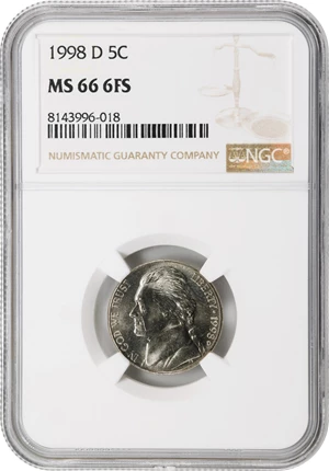 image for: 1998-D Jefferson Nickel. MS-66 6FS (NGC).