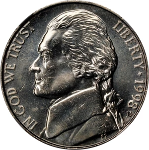 image for: 1998-D Jefferson Nickel. MS-66 6FS (NGC).