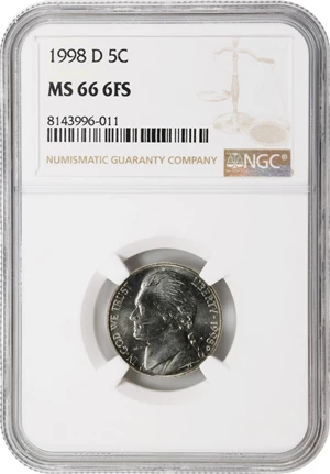image for: 1998-D Jefferson Nickel. MS-66 6FS (NGC).