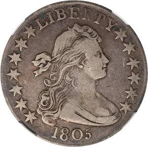 image for: 1805 Draped Bust Half Dollar. O-111, T-3. Rarity-3. VF-35 (NGC).