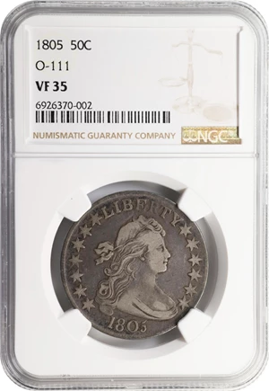 image for: 1805 Draped Bust Half Dollar. O-111, T-3. Rarity-3. VF-35 (NGC).