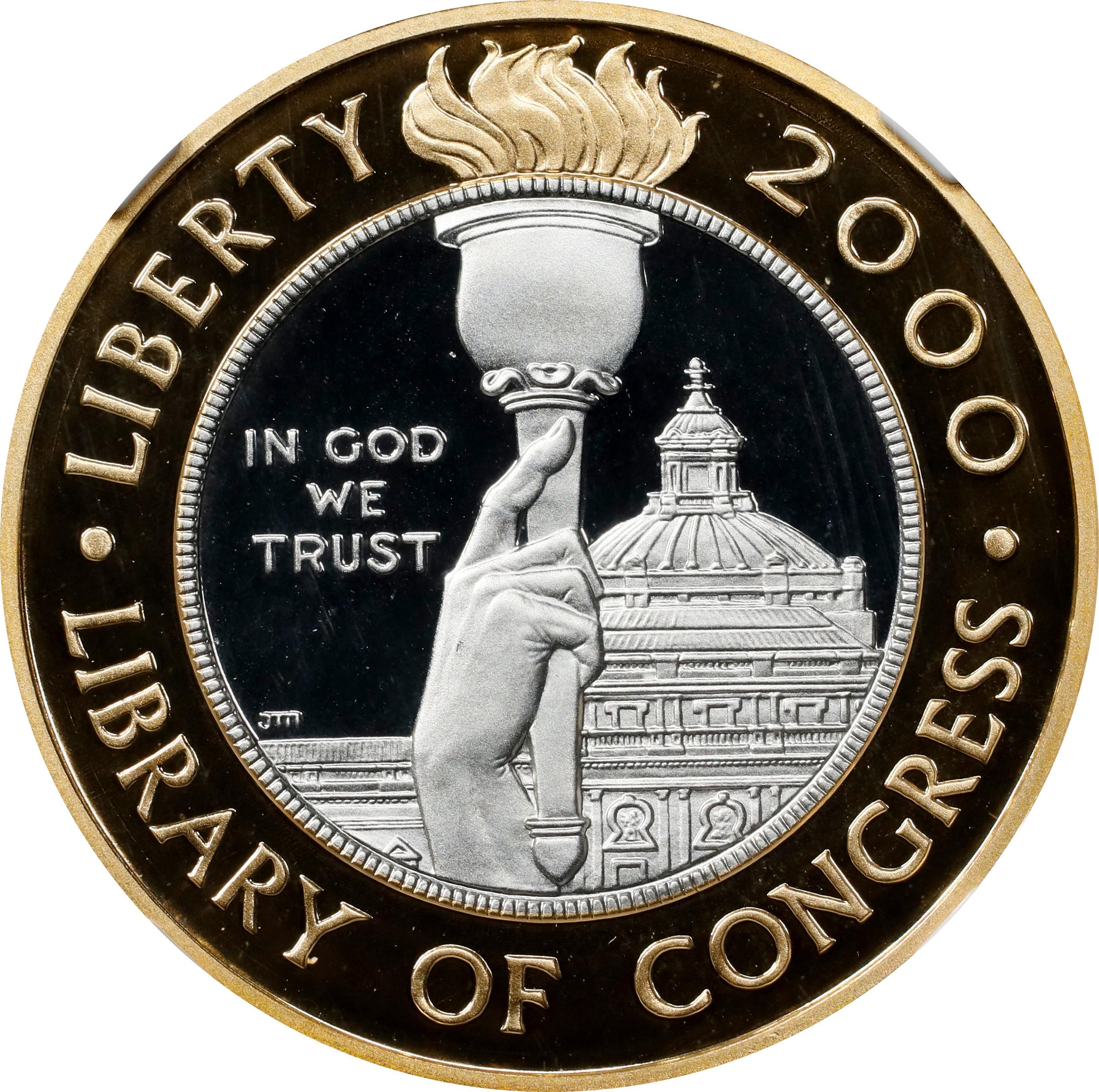 image for: 2000-W Library of Congress Bicentennial Bimetallic $10. Proof-69 Ultra Cameo (NGC).
