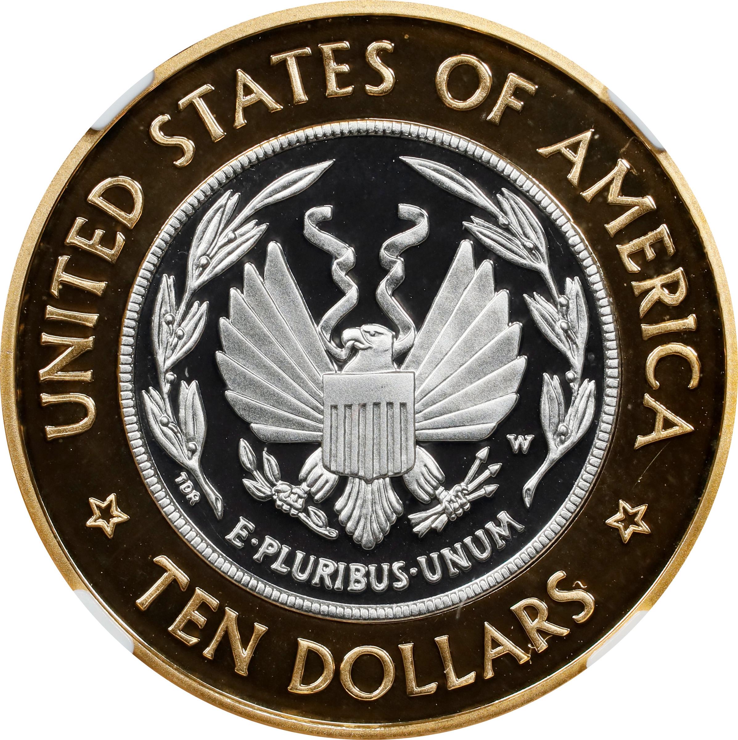 image for: 2000-W Library of Congress Bicentennial Bimetallic $10. Proof-69 Ultra Cameo (NGC).