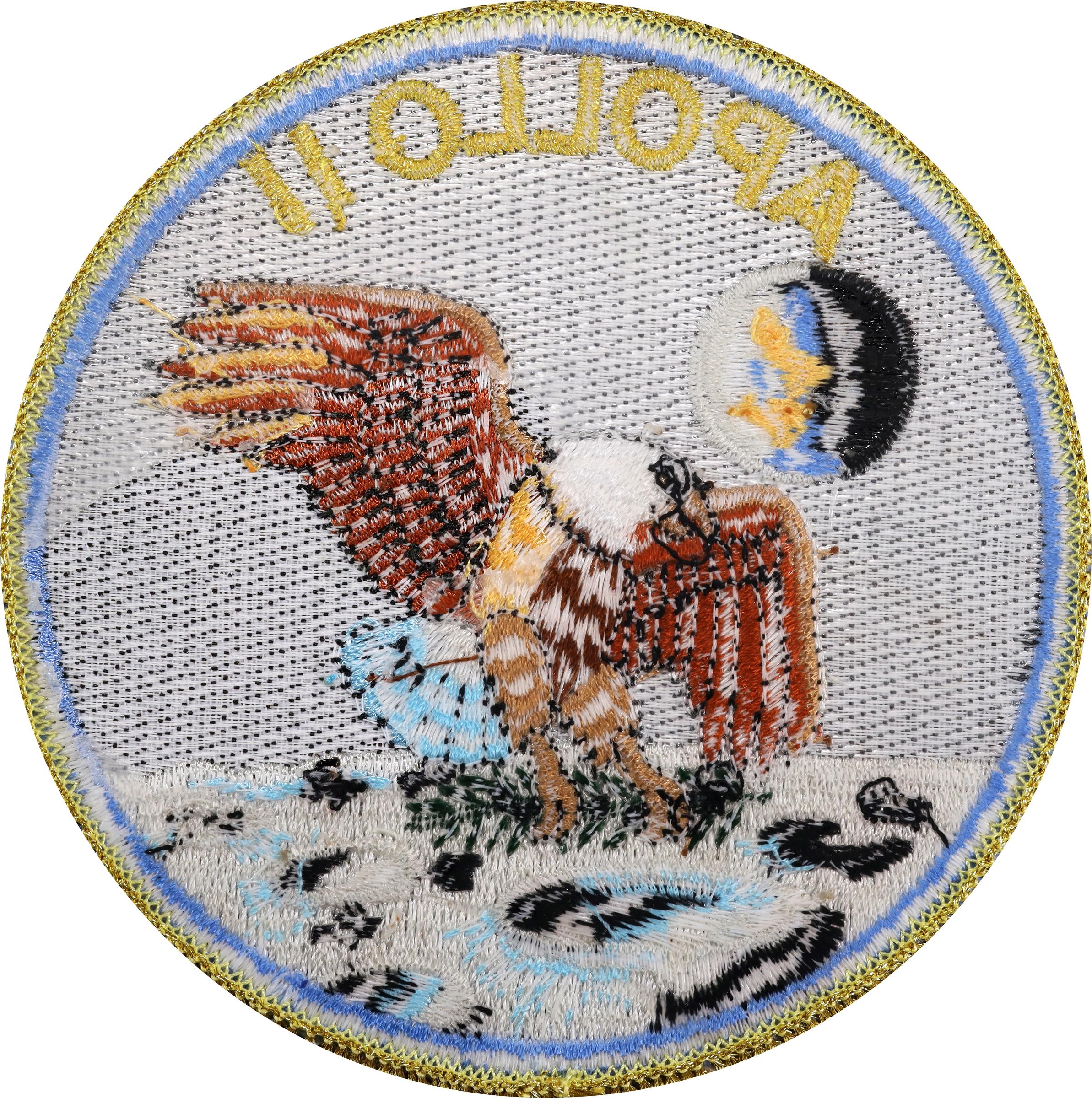 image for: 2019-P Apollo 11 50th Anniversary 5-Ounce Silver Dollar, First Day of Issue, Proof-70 Ultra Cameo (NGC), with Apollo 11 mission patch.