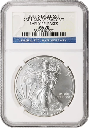 image for: 2011-S Silver Eagle. 25th Anniversary Set. Early Releases. MS-70 (NGC).