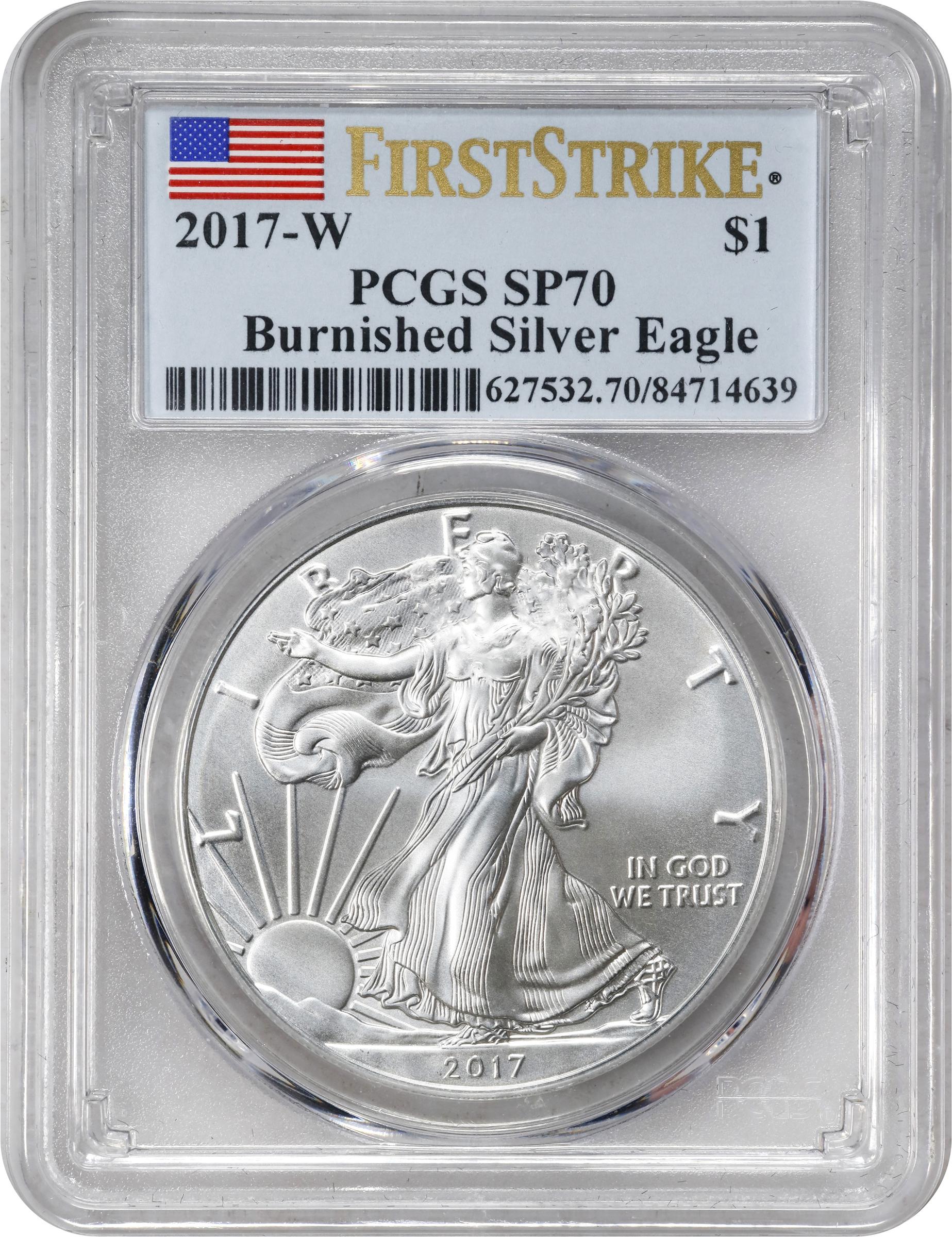 image for: 2017-W Silver Eagle. Burnished. First Strike. Specimen-70 (PCGS).