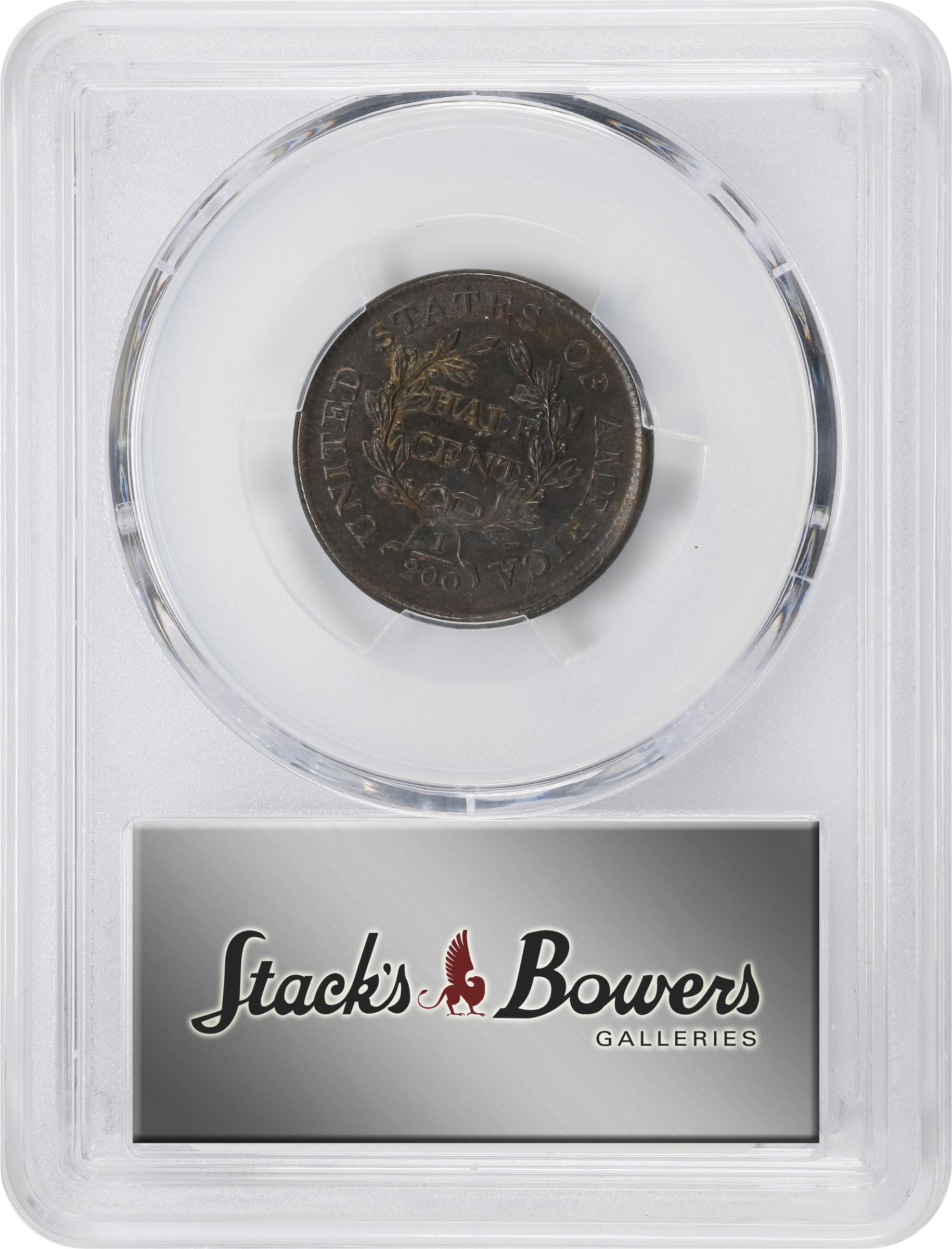 1805 1/2c Small 5, No Stems MS BN AU58 BN CAC thumbnail 4