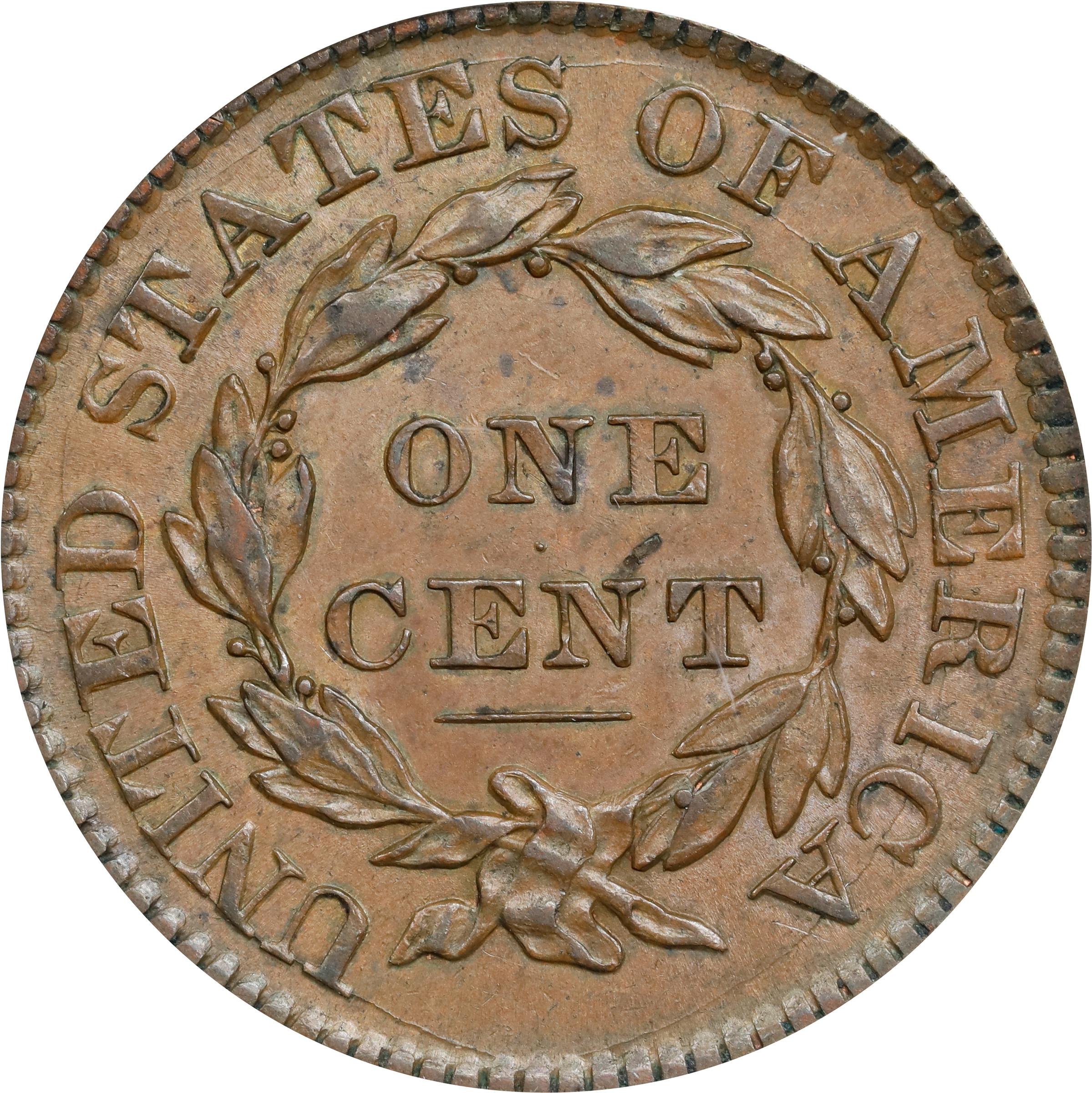 image for: 1830 Matron Head Cent. N-4. Rarity-2. Large Letters. EF-45 (ANACS).