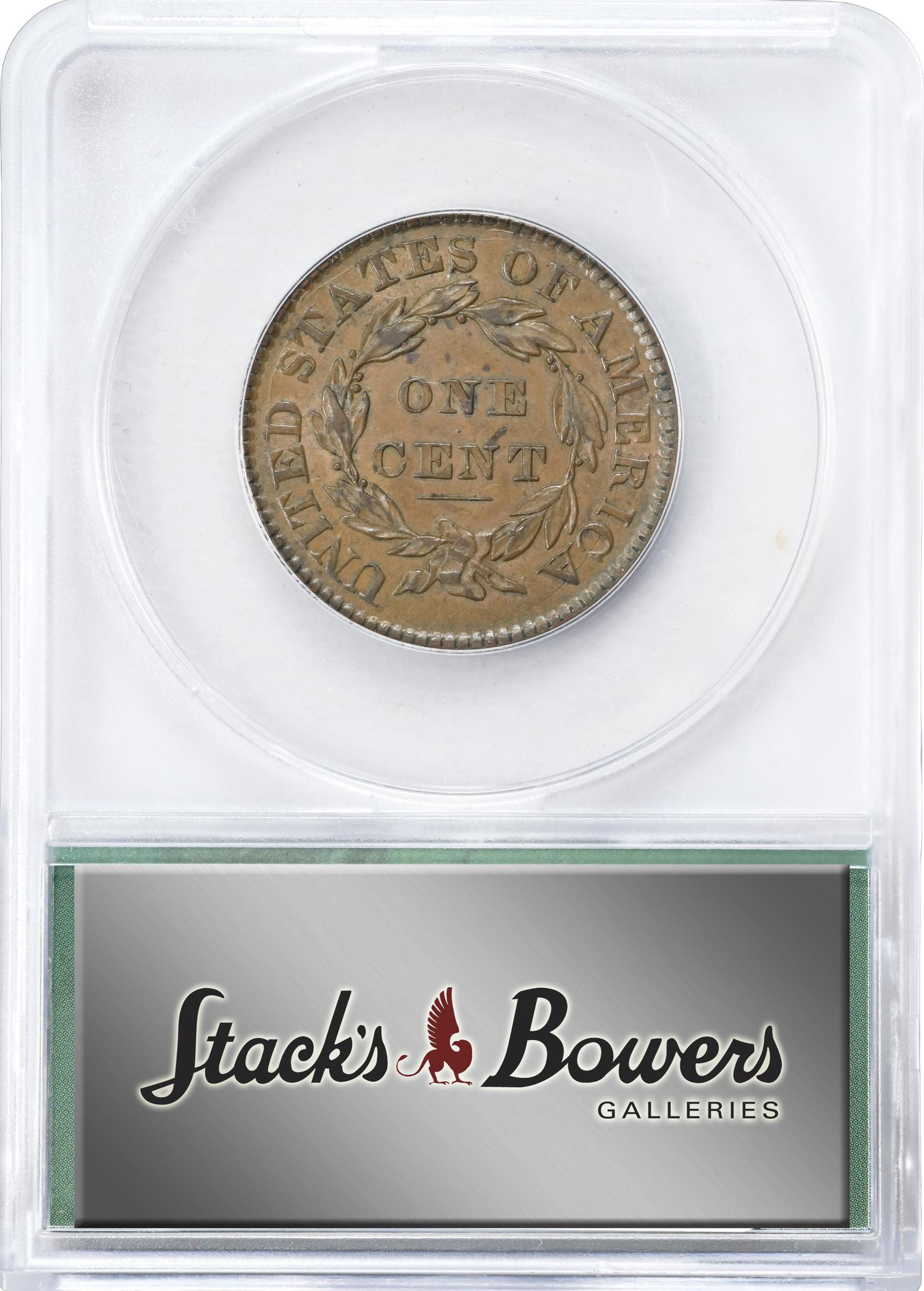 image for: 1830 Matron Head Cent. N-4. Rarity-2. Large Letters. EF-45 (ANACS).