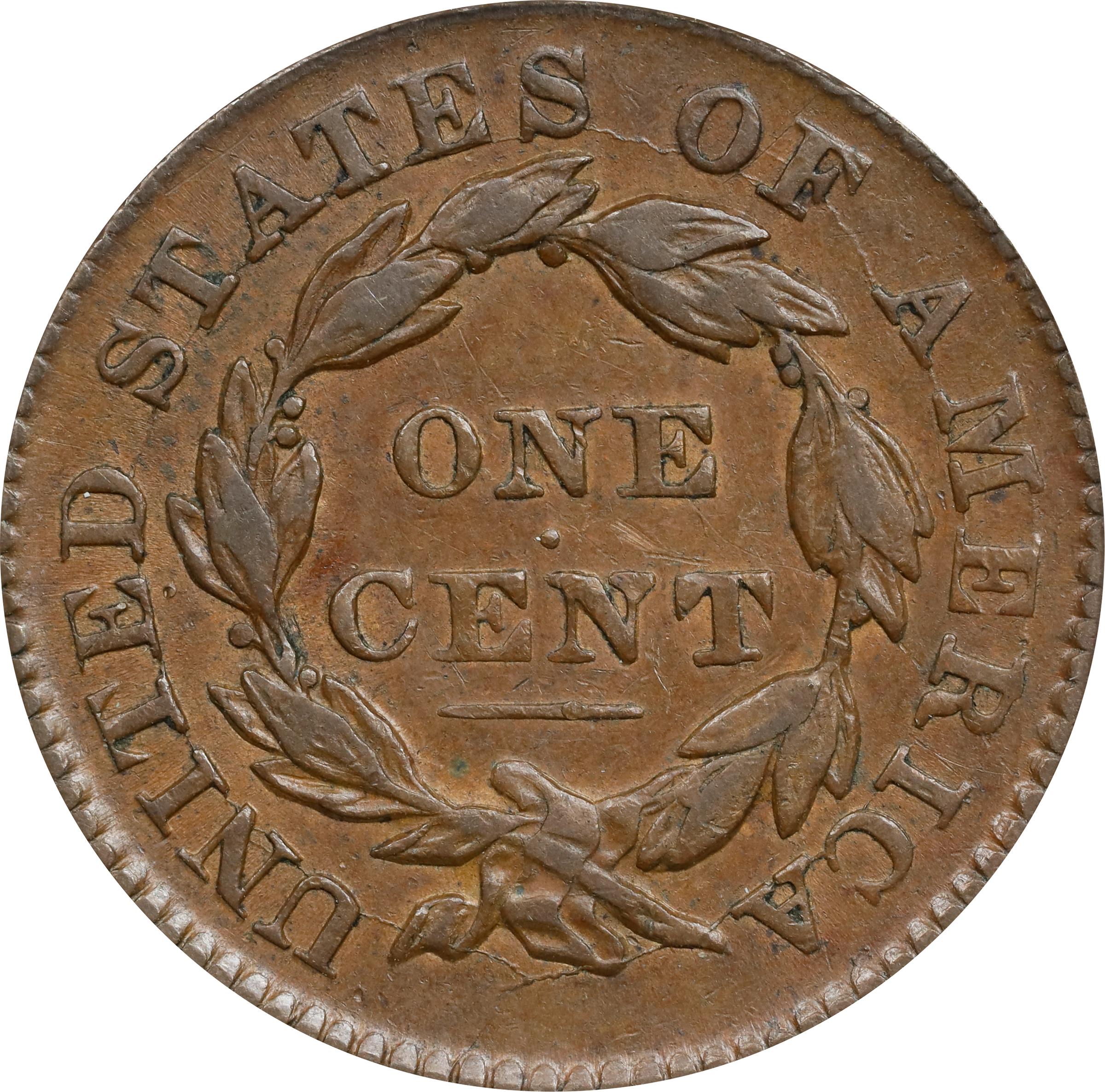 image for: 1833 Matron Head Cent. N-6. Rarity-1. VF-30 (ANACS).