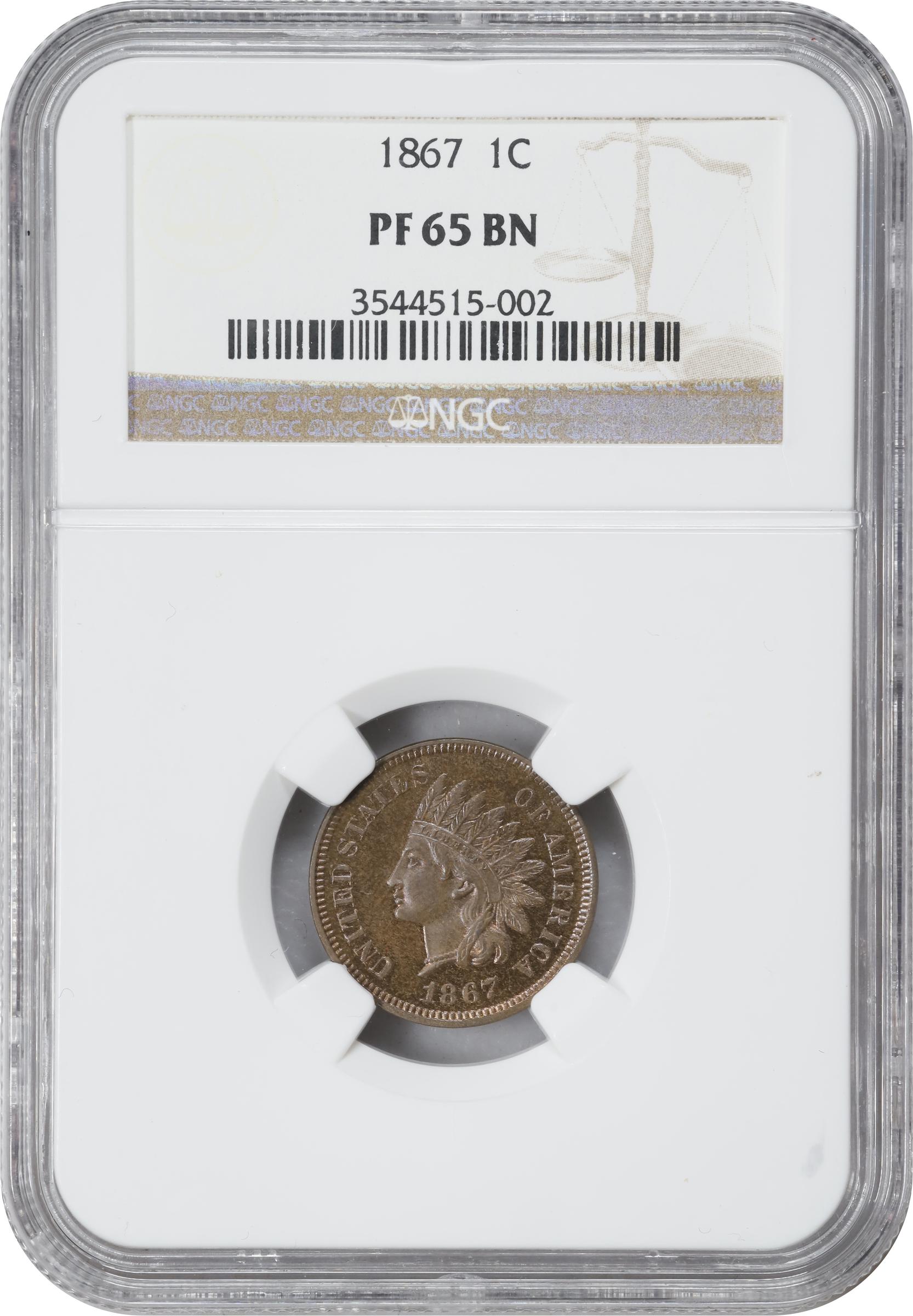 image for: 1867 Indian Cent. Proof-65 BN (NGC).