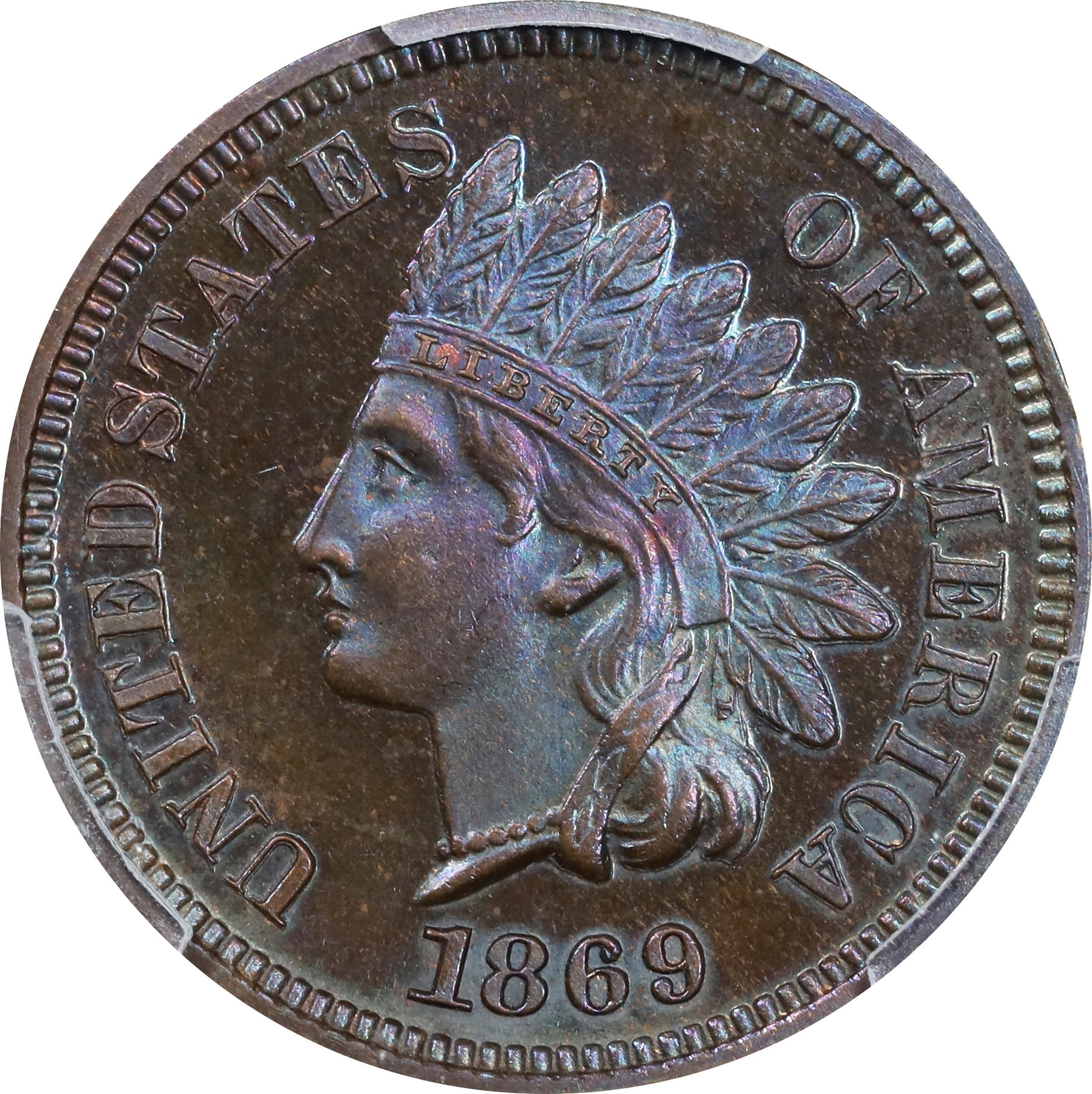 image for: 1869 Indian Cent. Proof-63 BN (PCGS).