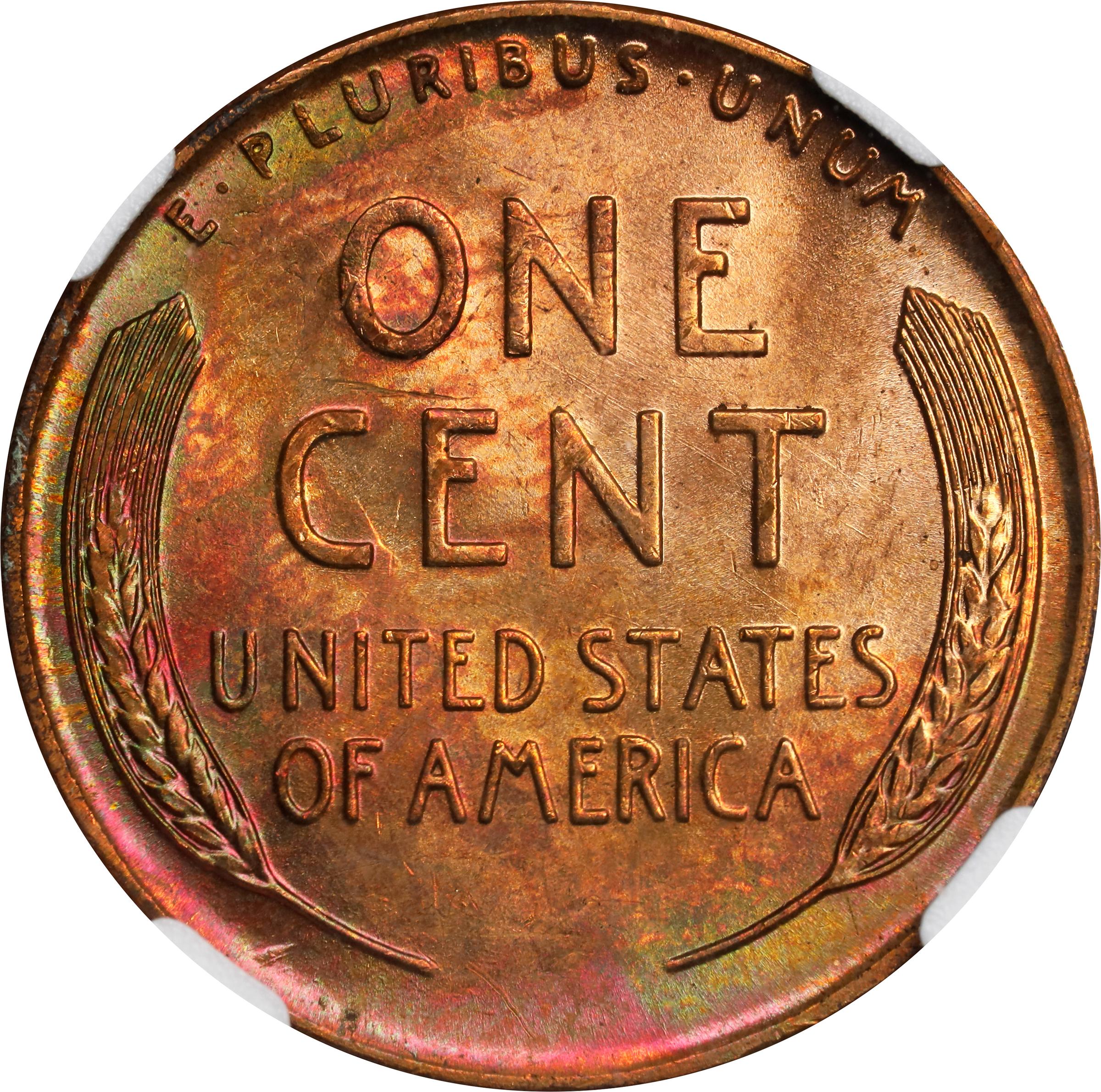 image for: 1947 Lincoln Cent. MS-66 RB (NGC).