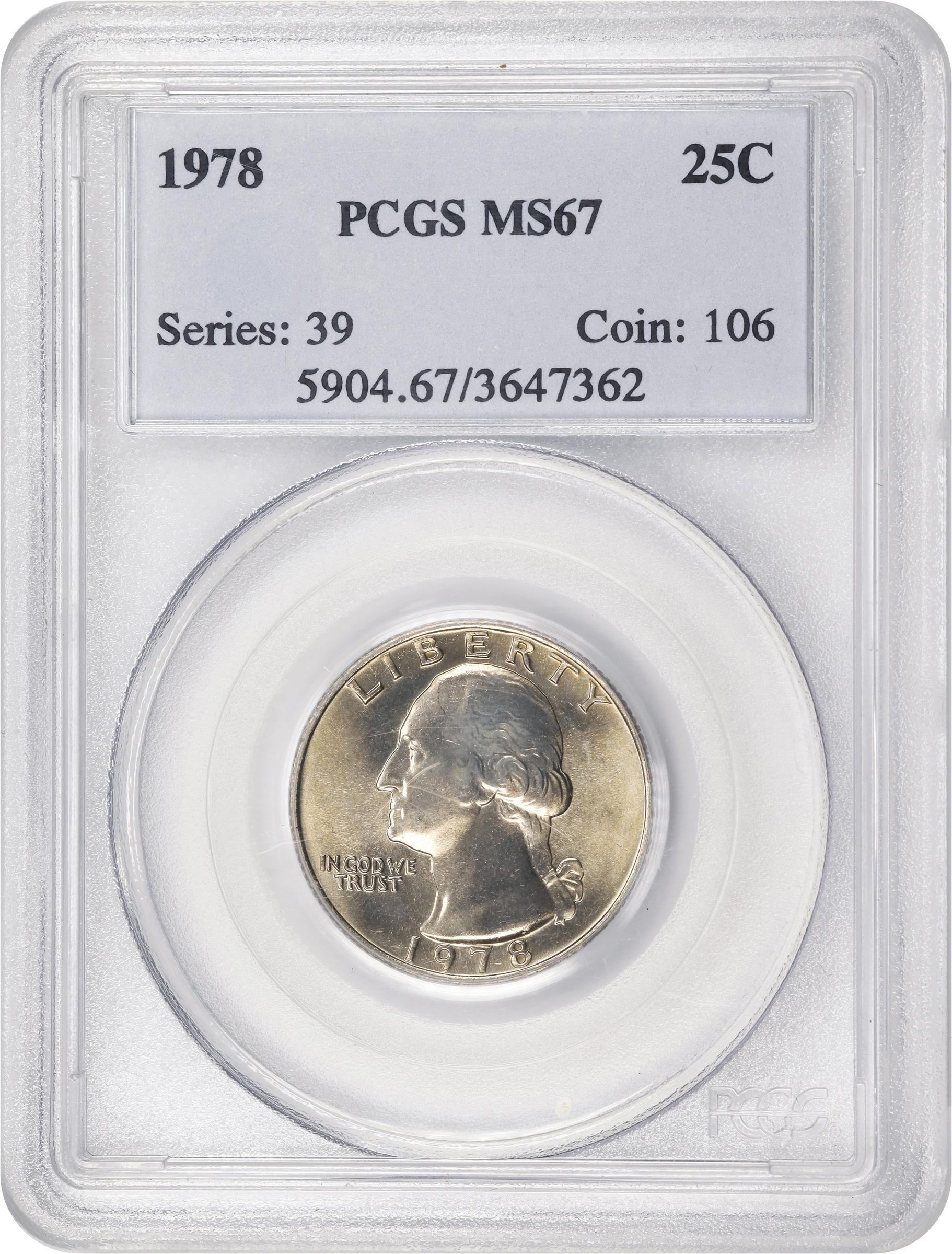 image for: 1978 Washington Quarter. MS-67 (PCGS).