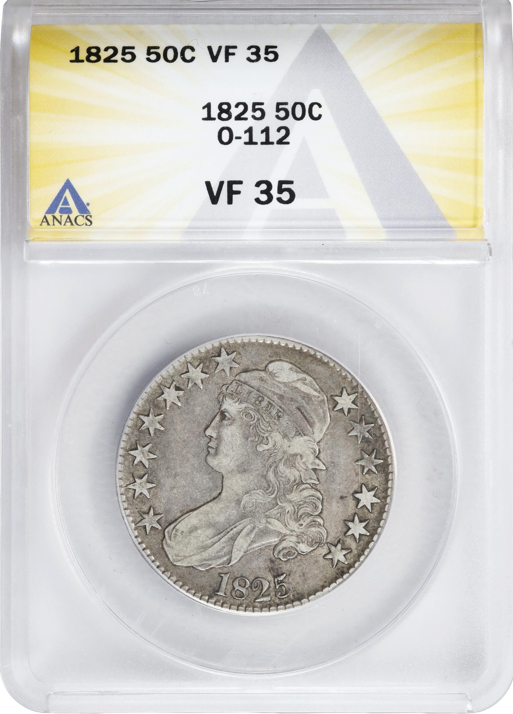 image for: 1825 Capped Bust Half Dollar. O-112. Rarity-2. VF-35 (ANACS).