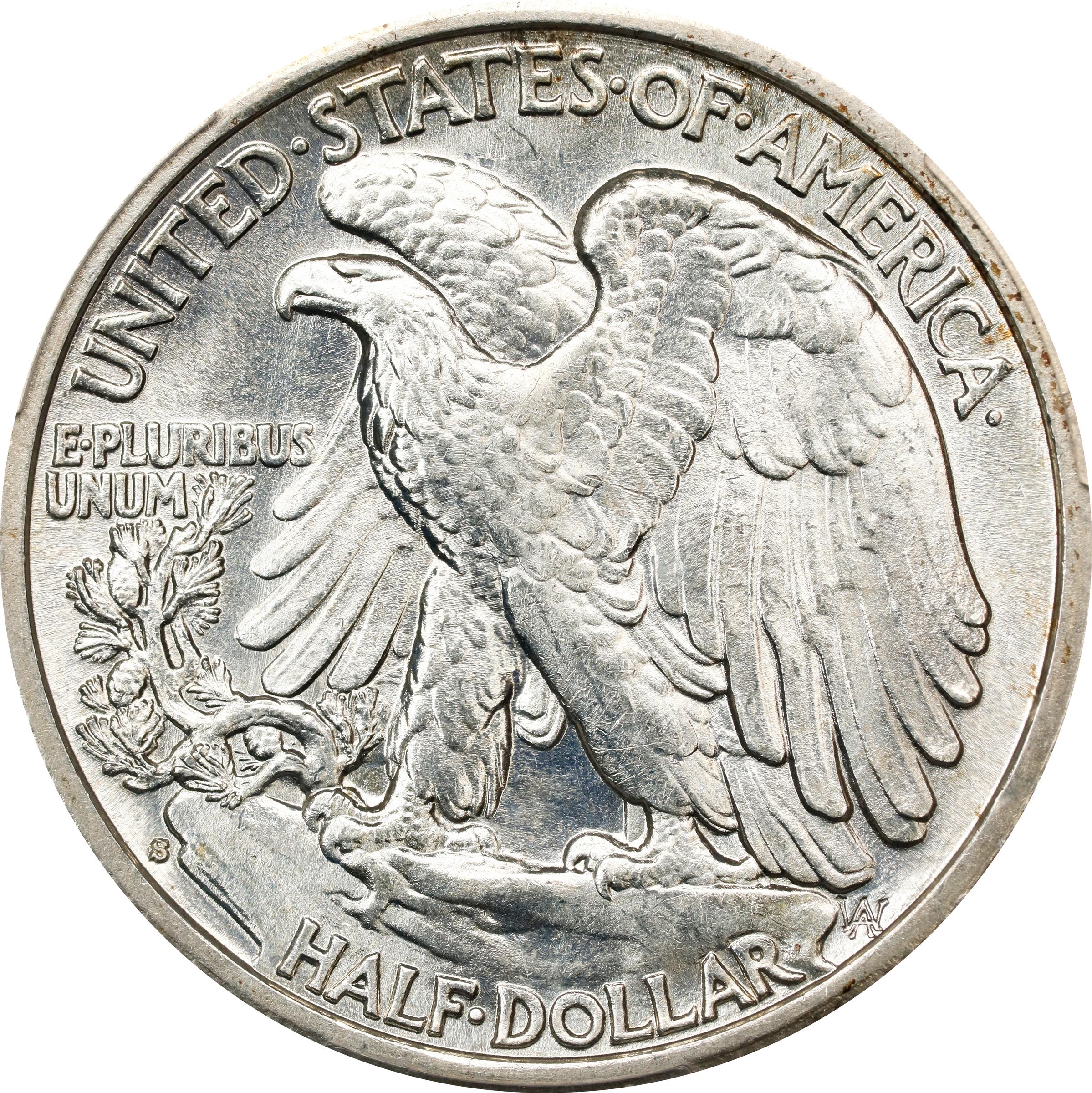 image for: 1941-S/S Walking Liberty Half Dollar. FS-501. Repunched Mintmark. MS-65+ (PCGS).