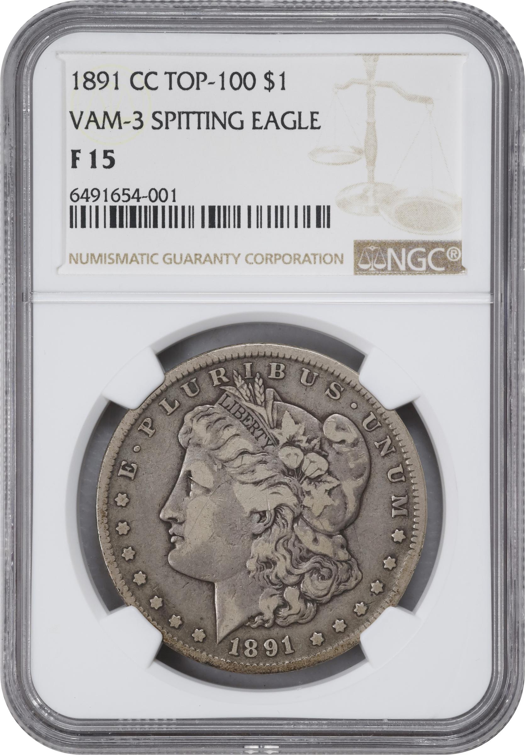 1891-CC $1  Spitting Eagle, VAM-3 VG10 thumbnail 5