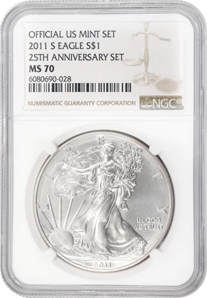 image for: 2011-S Silver Eagle. 25th Anniversary Set. MS-70 (NGC).