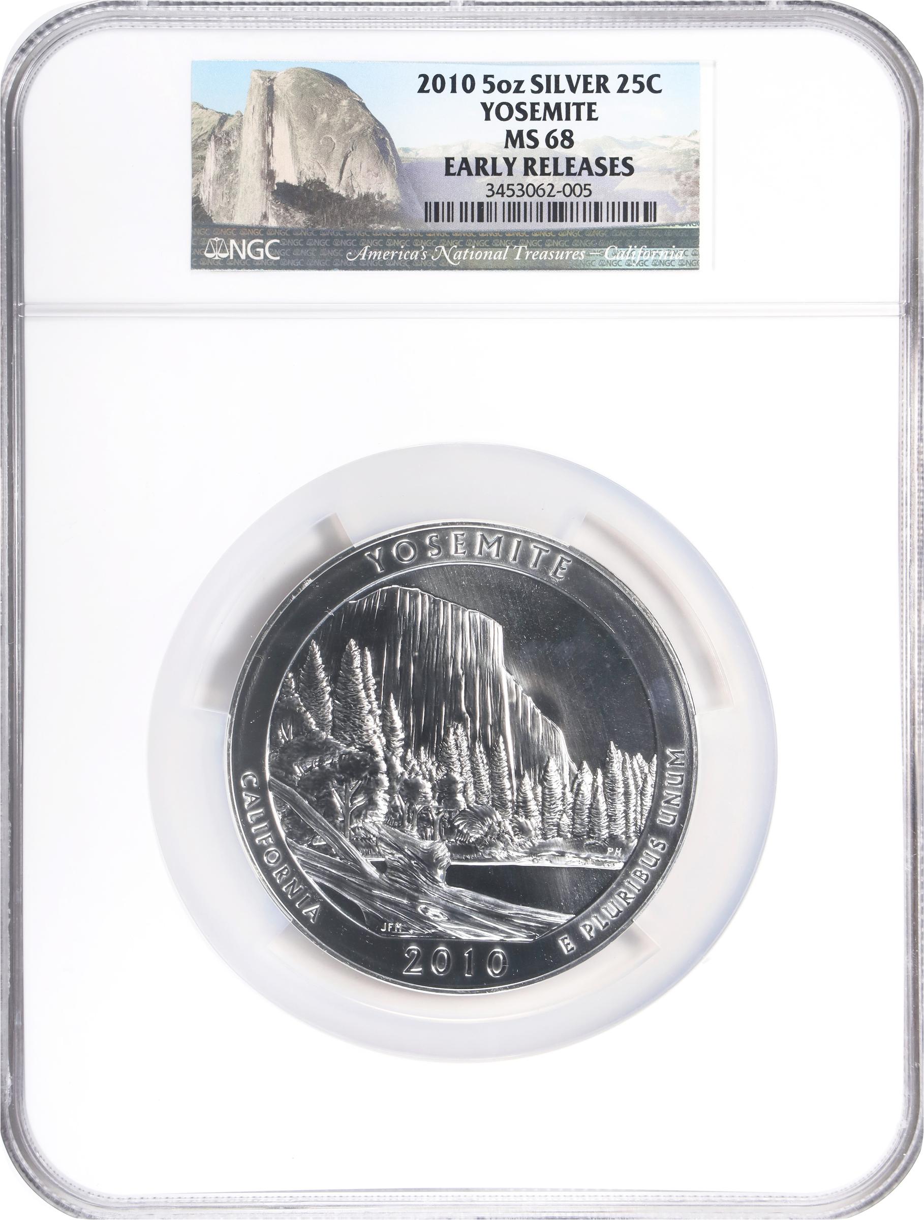 image for: 2010 America the Beautiful Silver Bullion Coin. Yosemite National Park. Early Releases. MS-68 (NGC).