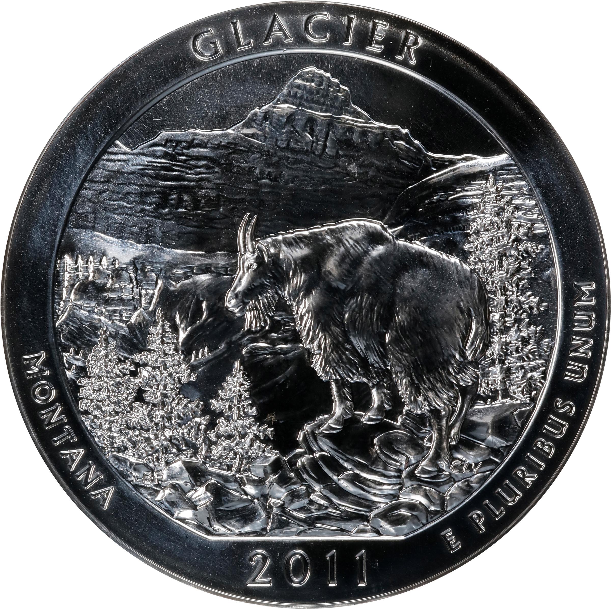 image for: 2011 America the Beautiful Silver Bullion Coin. Glacier National Park. First Strike. MS-69 DMPL (PCGS). 38th Mint Director Edmund C. Moy Signature.