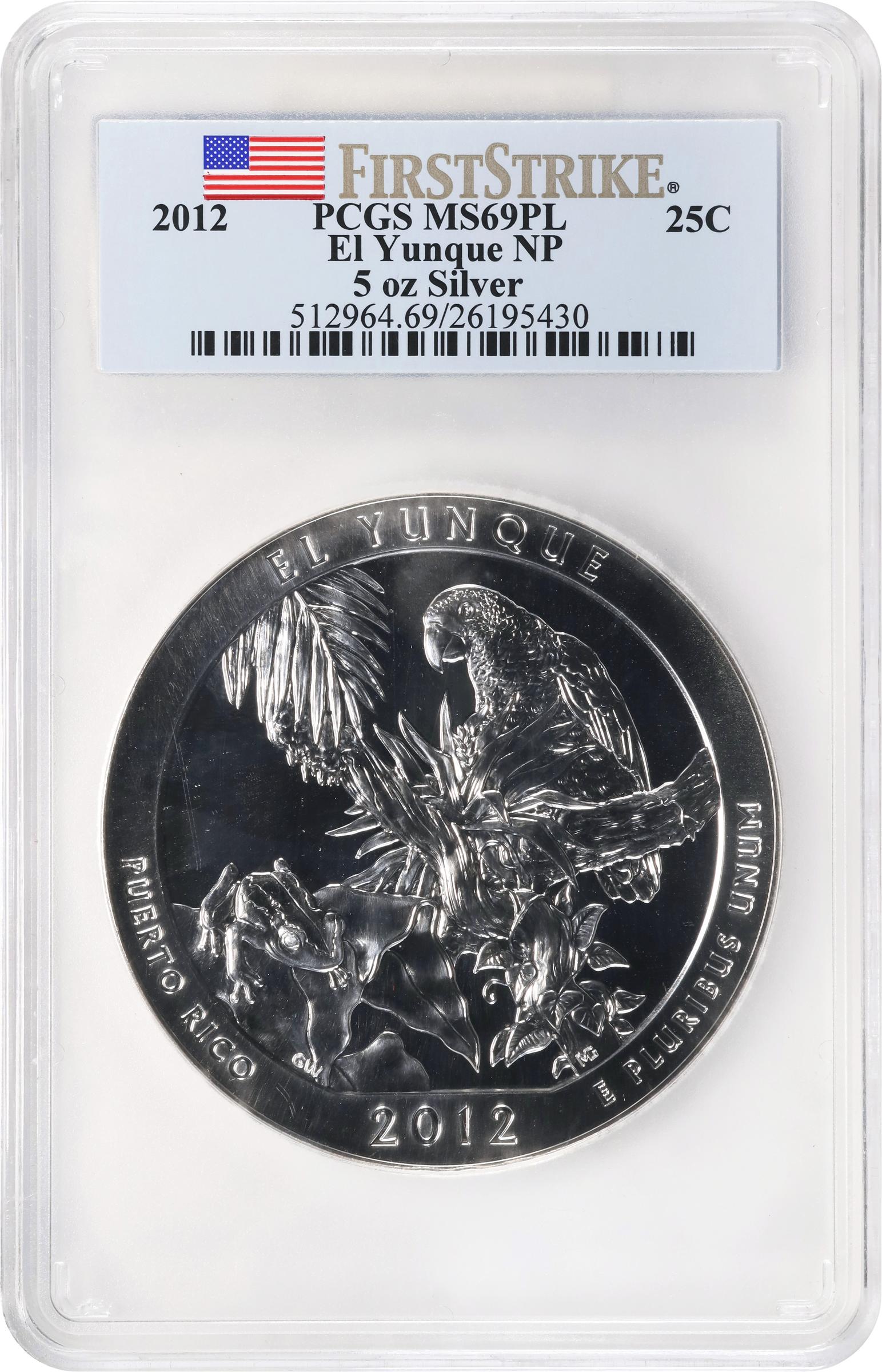 image for: 2012 America the Beautiful Silver Bullion Coin. El Yunque National Forest. First Strike. MS-69 PL (PCGS).
