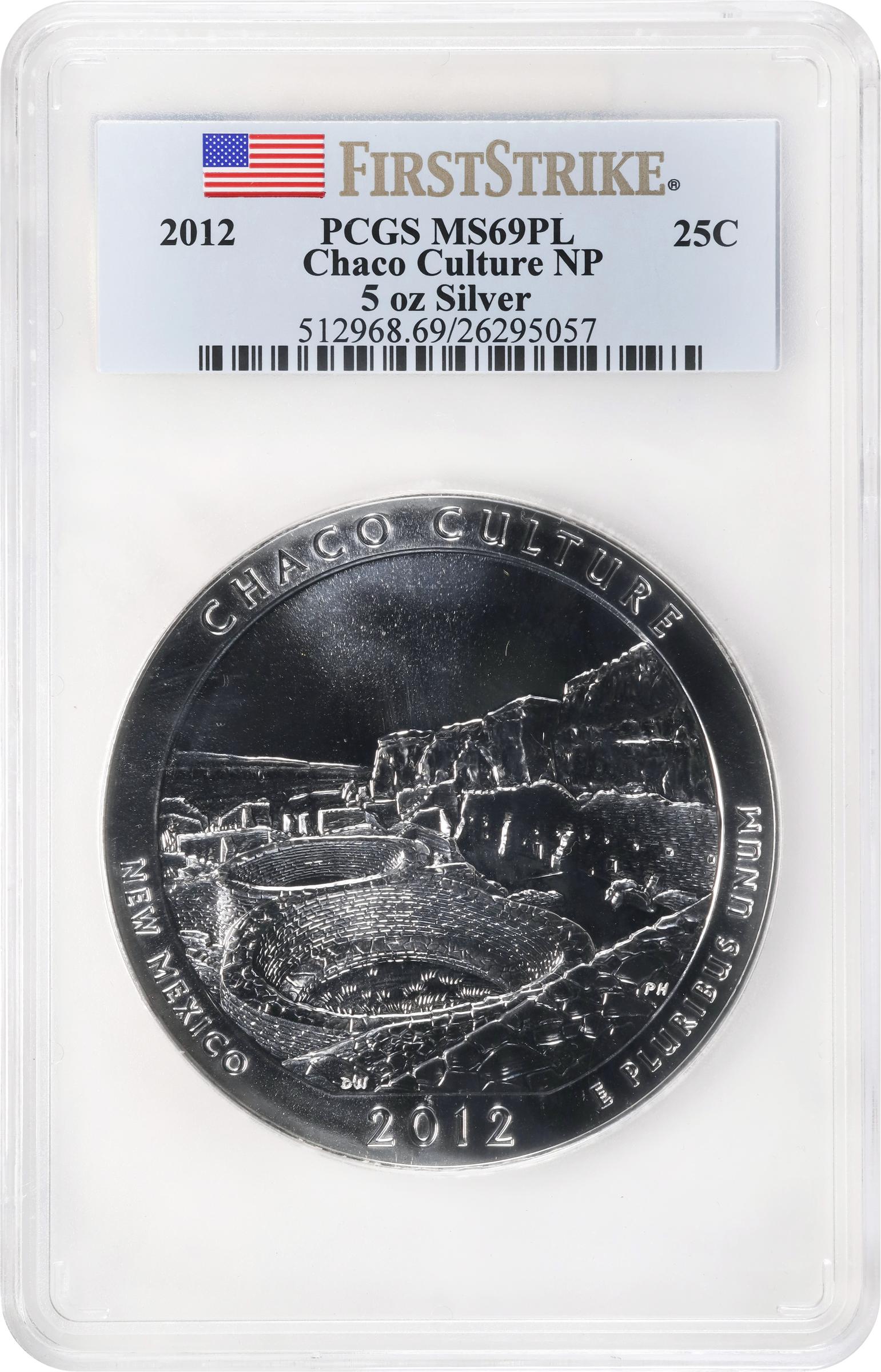 image for: 2012 America the Beautiful Silver Bullion Coin. Chaco Culture National Historical Park. First Strike. MS-69 PL (PCGS).