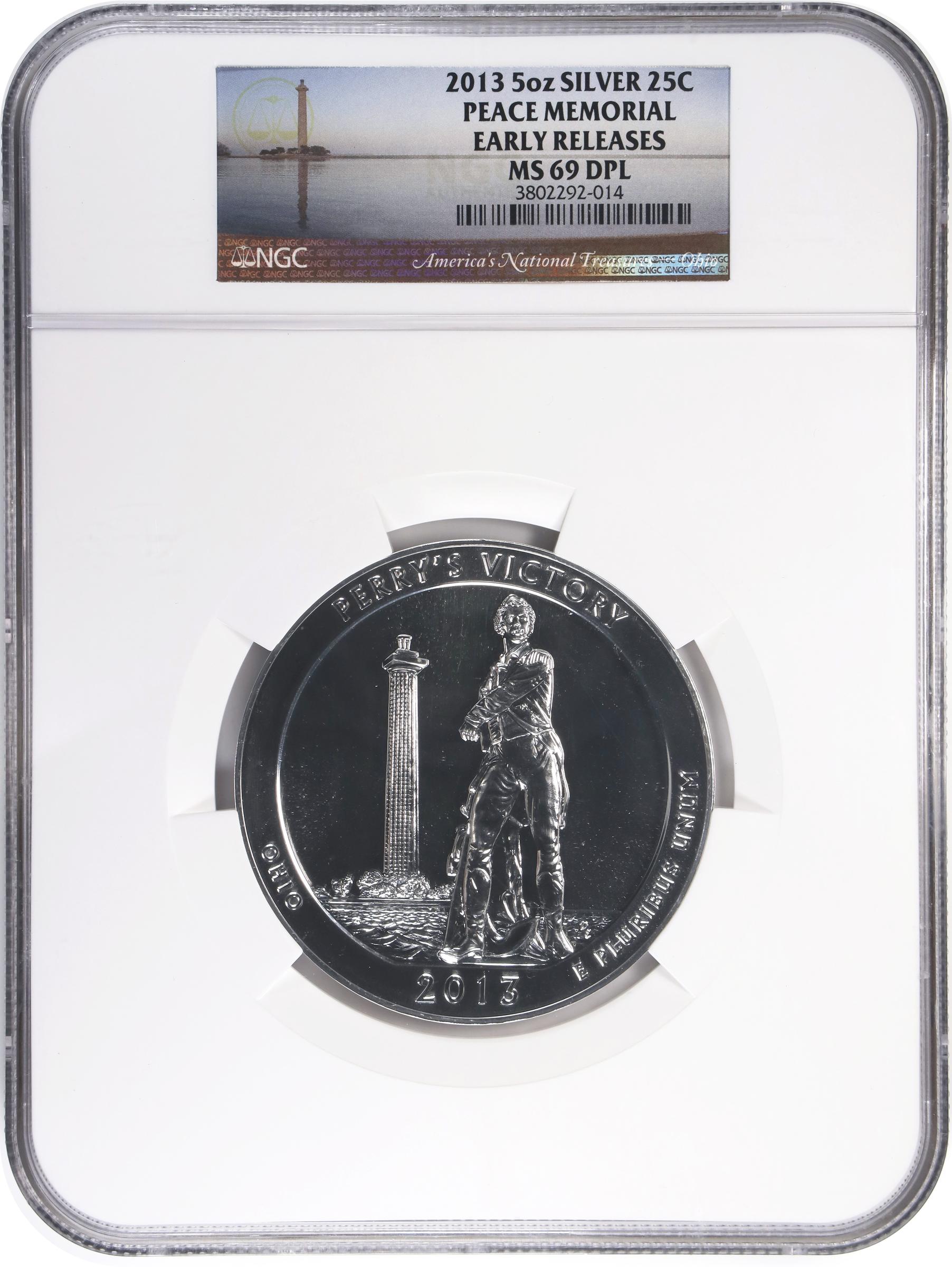 image for: 2013 America the Beautiful Silver Bullion Coin. Perry's Victory and International Peace Memorial. Early Releases. MS-69 DPL (NGC).