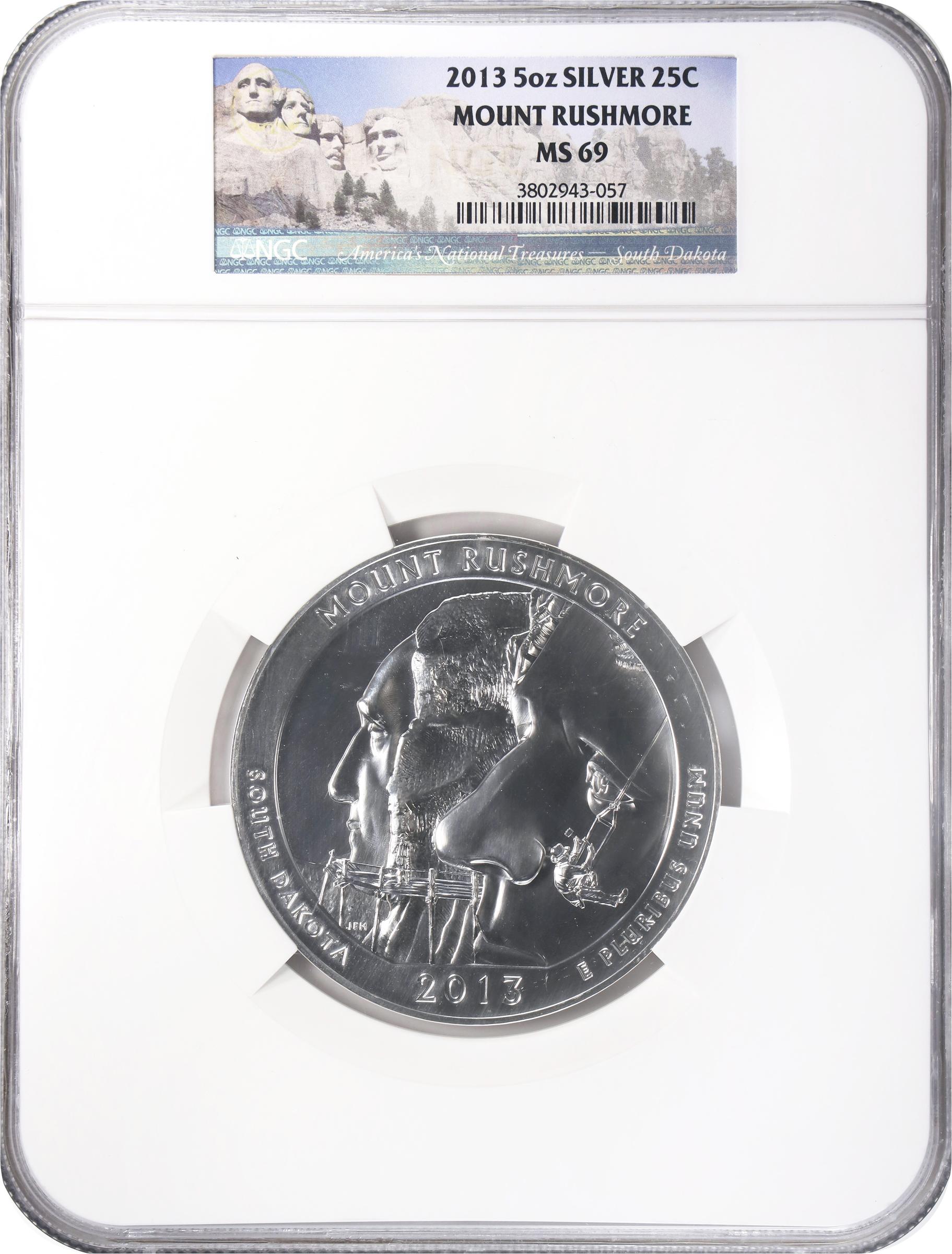image for: 2013 America the Beautiful Silver Bullion Coin. Mount Rushmore National Memorial. MS-69 (NGC).