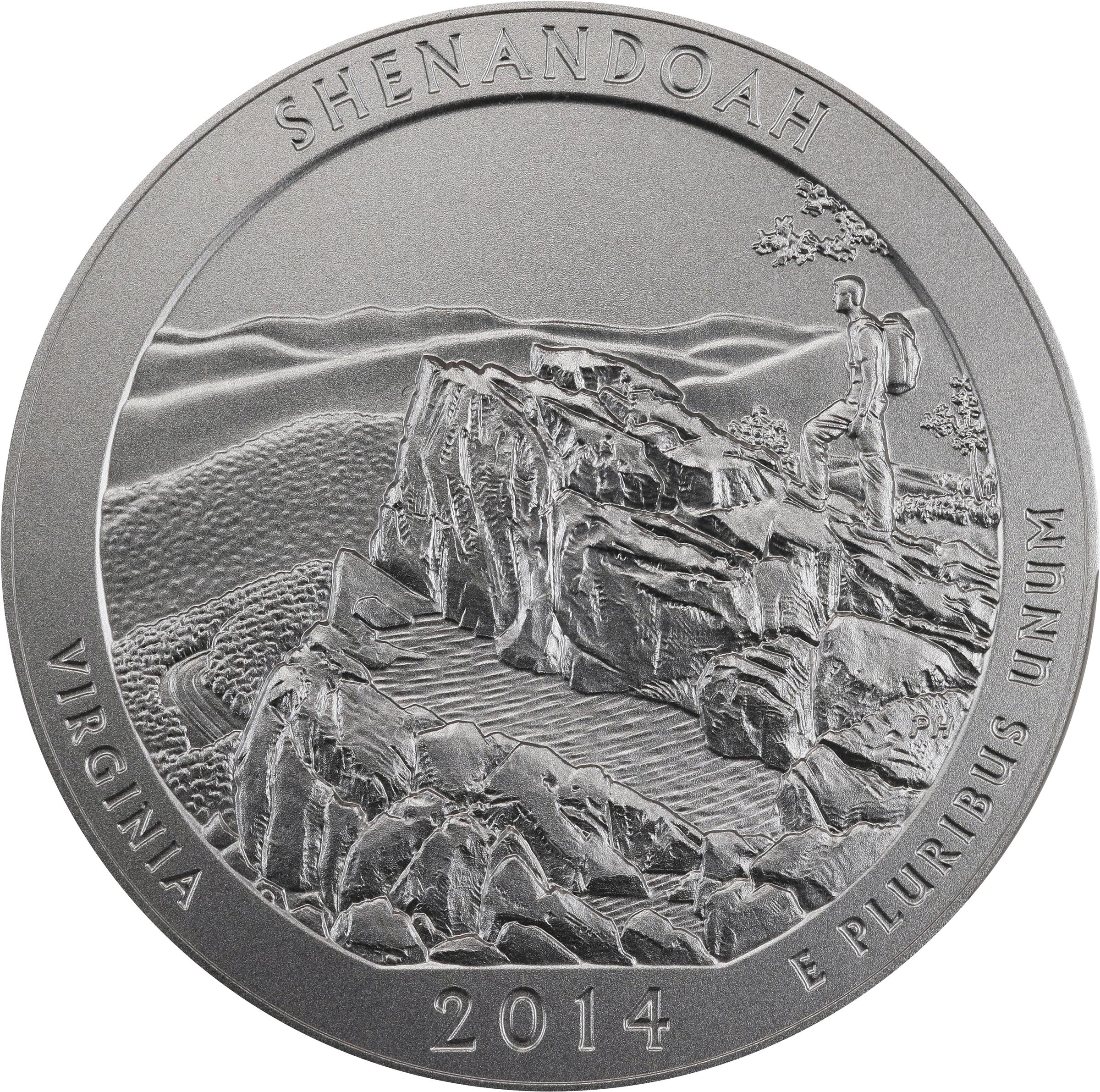 image for: 2014-P America the Beautiful Silver Bullion Coin. Shenandoah National Park. Early Releases. Specimen-70 (NGC).