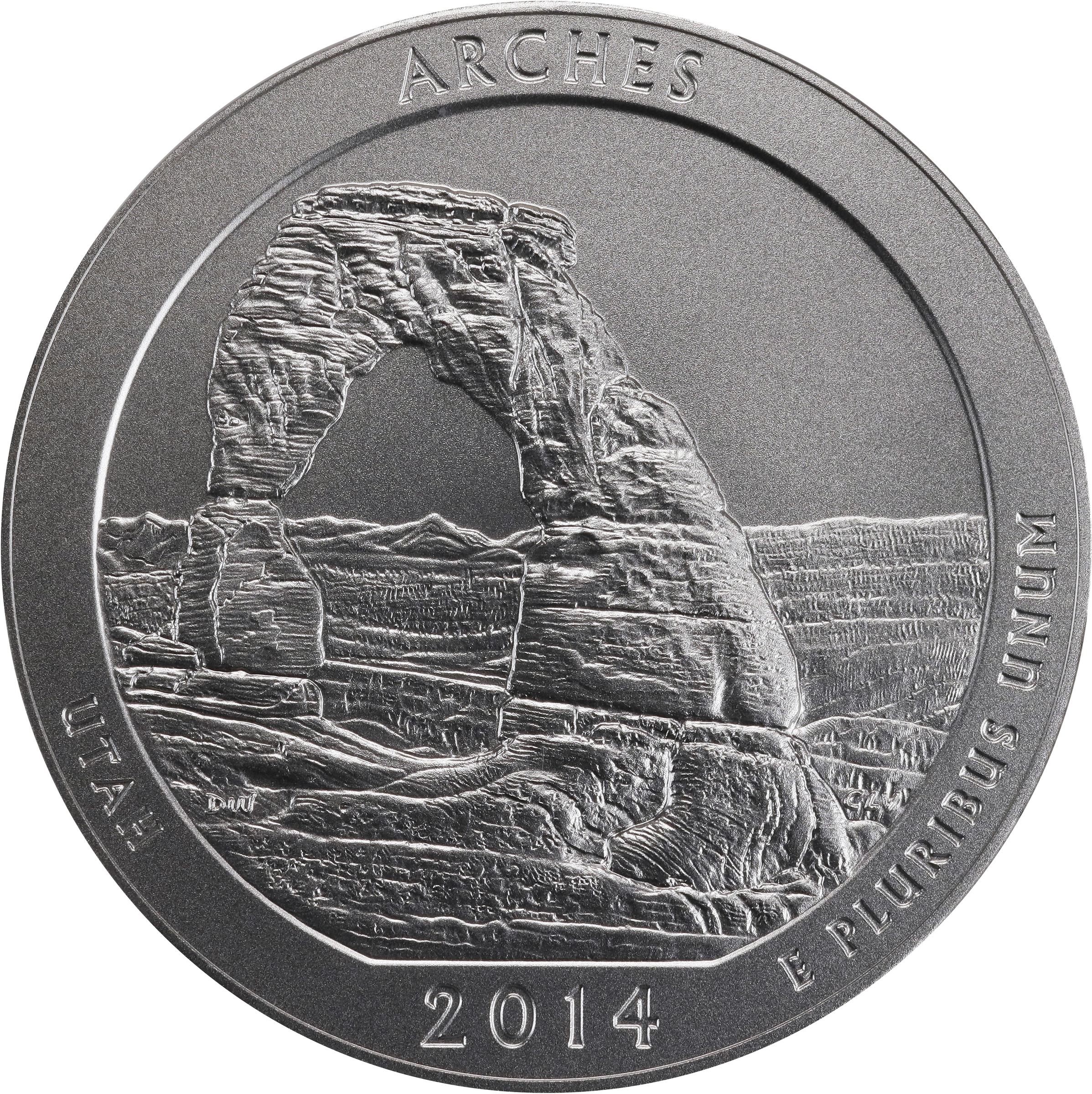 image for: 2014-P America the Beautiful Silver Bullion Coin. Arches National Park. Early Releases. Specimen-70 (NGC).