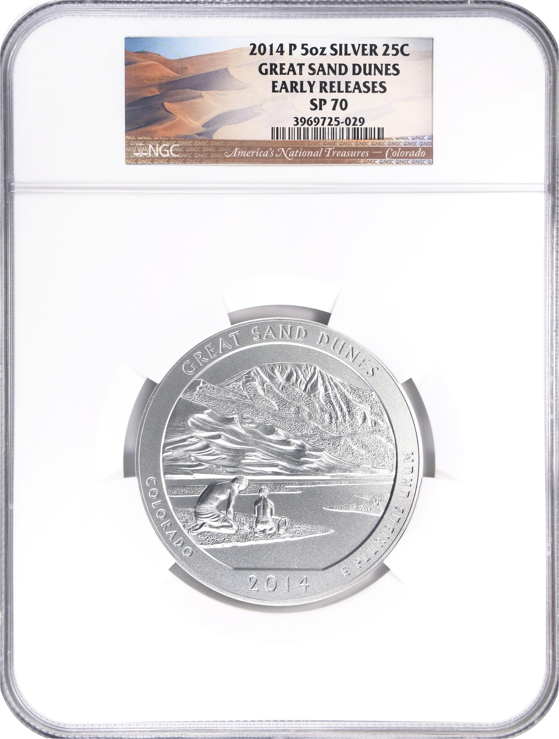 image for: 2014-P America the Beautiful Silver Bullion Coin. Great Sand Dunes National Park. Early Releases. Specimen-70 (NGC).