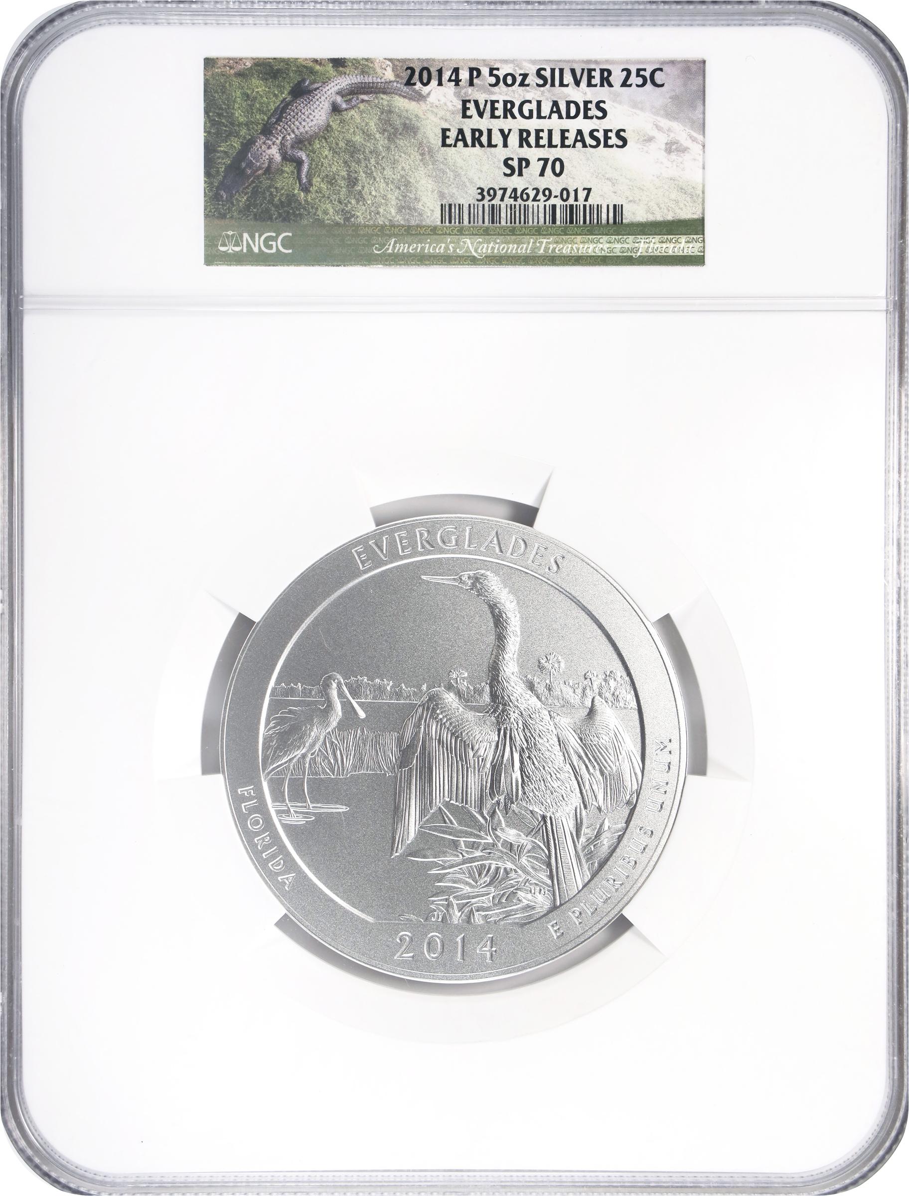 image for: 2014-P America the Beautiful Silver Bullion Coin. Everglades National Park. Early Releases. Specimen-70 (NGC).