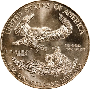 image for: 1994 One-Ounce Gold Eagle. MS-69 PL (NGC). Director' Medal of Excellence Label, Miles Standish Signature.