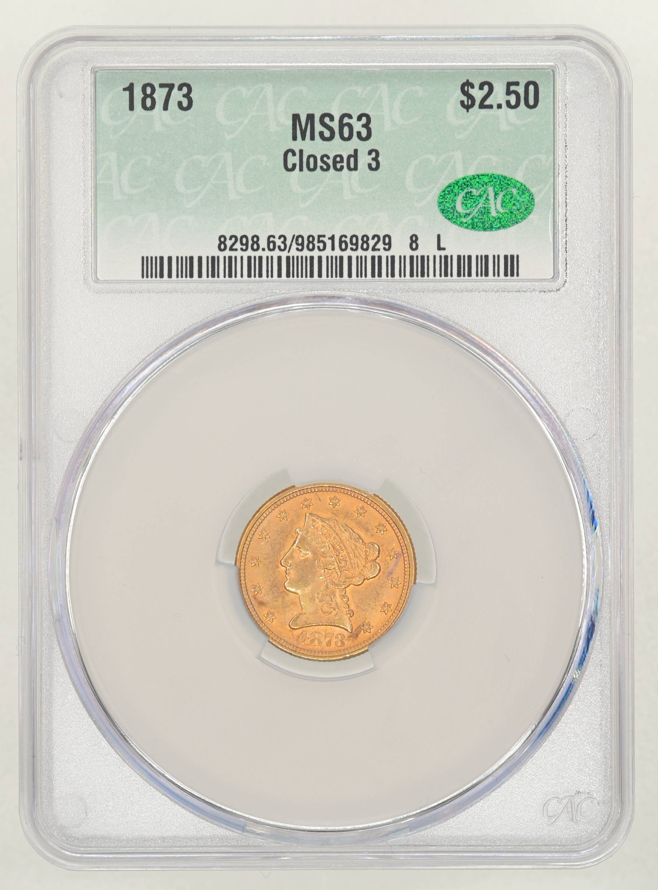 1873 $2 1/2 Closed 3 MS