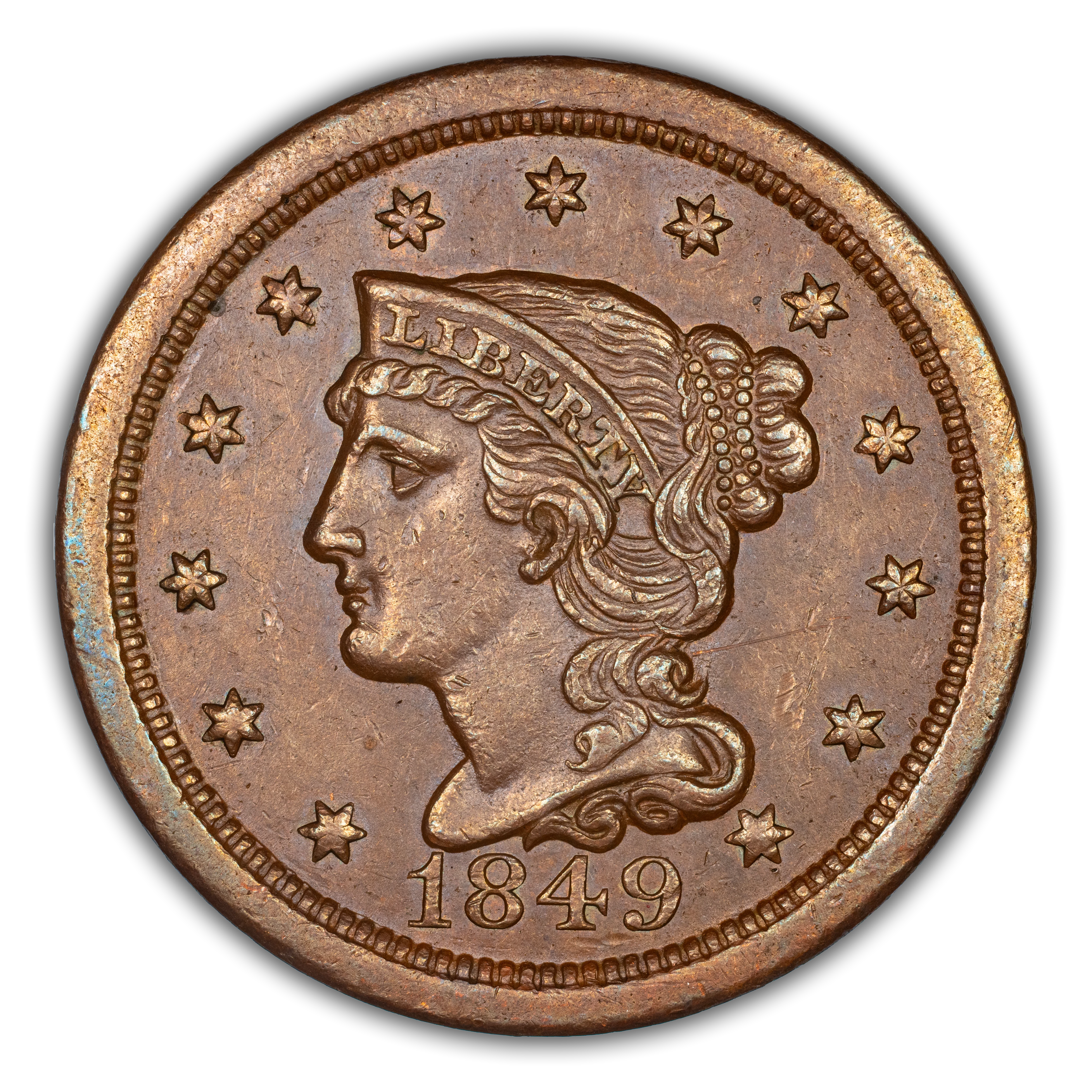 1849 Braided Hair Large Cent Values & Prices By Issue | Greysheet