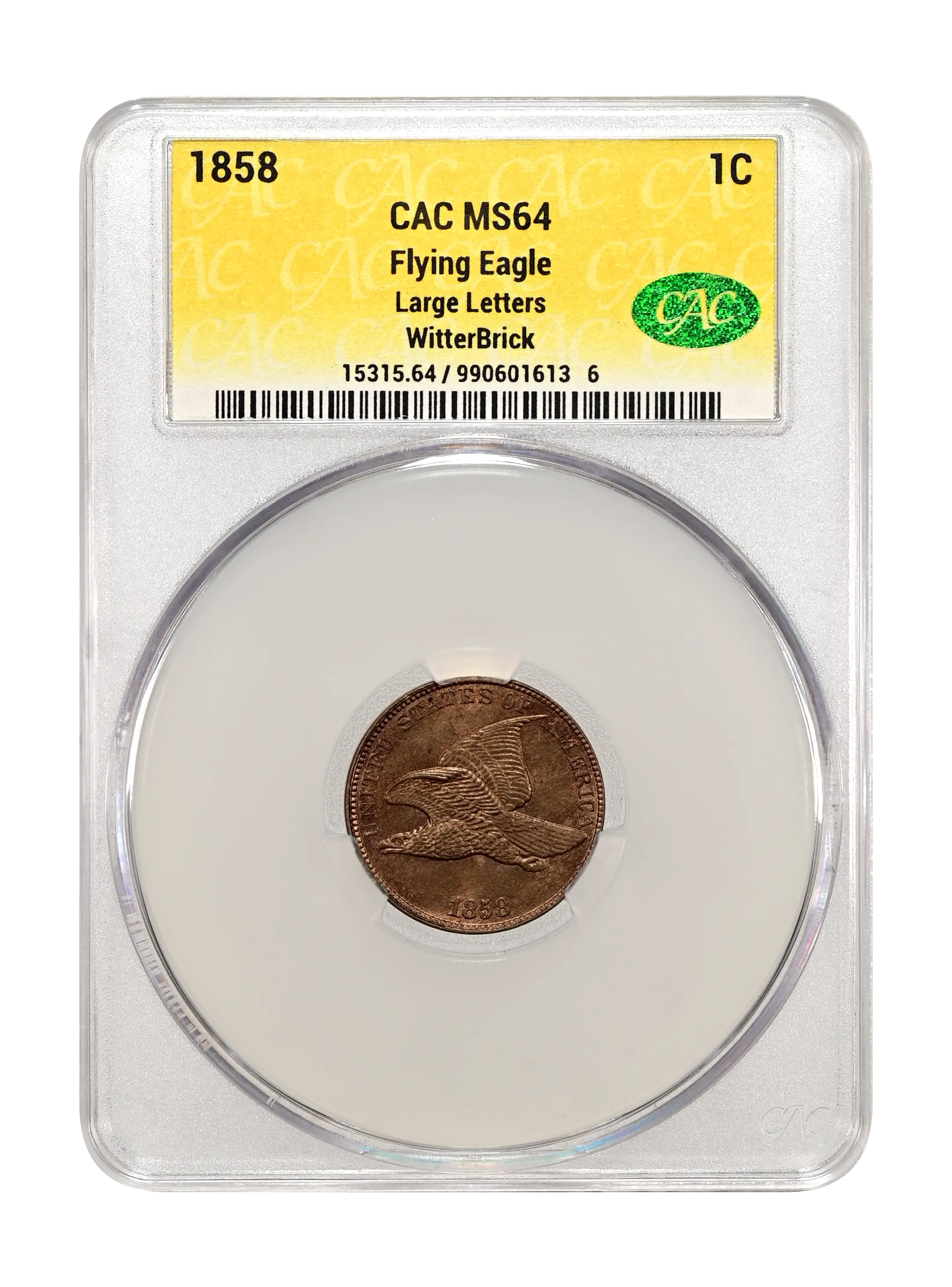 1858 1c Flying Eagle, Large Letters MS