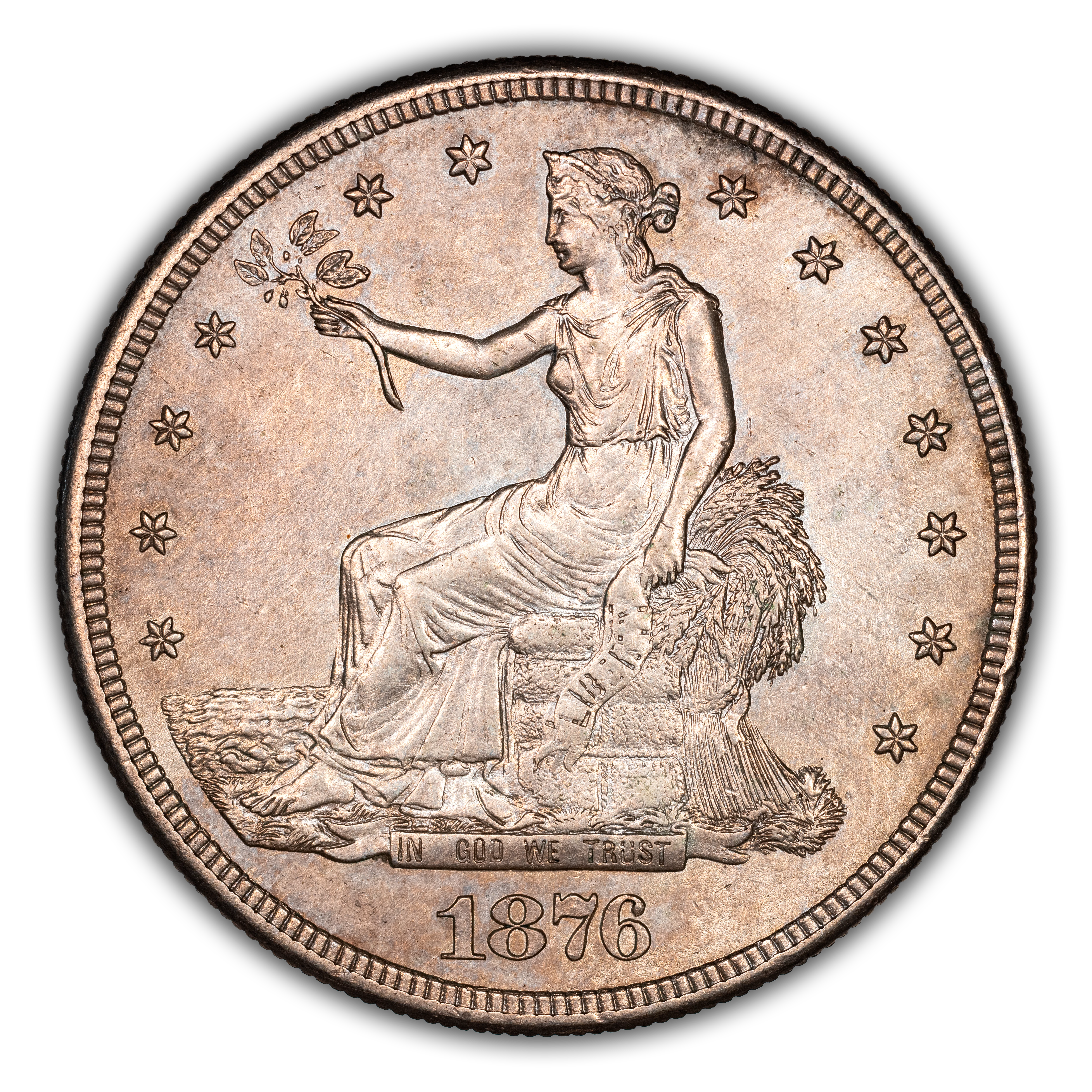 1876-S Trade$ Obv II, Rev II, Doubled Die Obverse, FS-101 MS