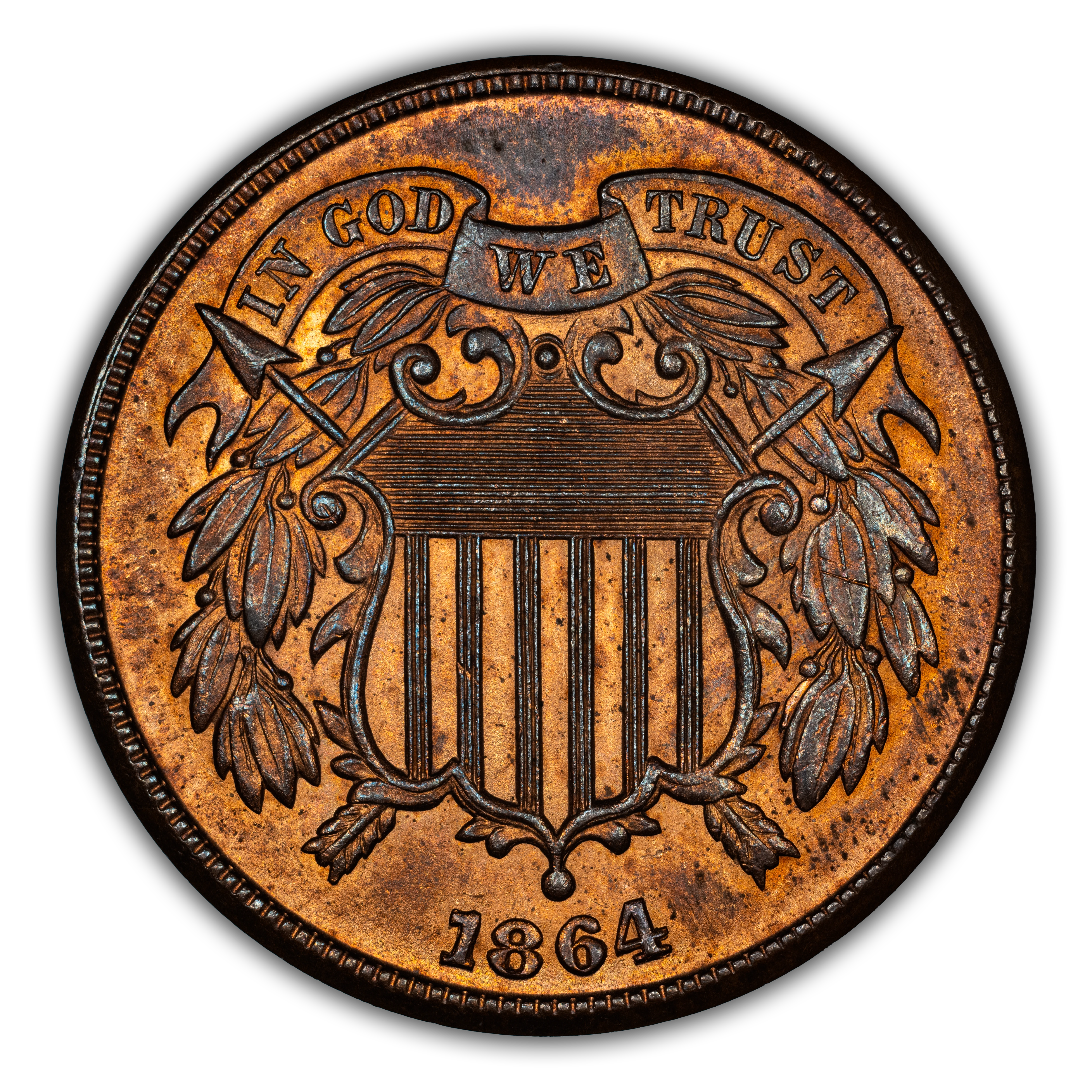 1864 2c Large Motto MS RB