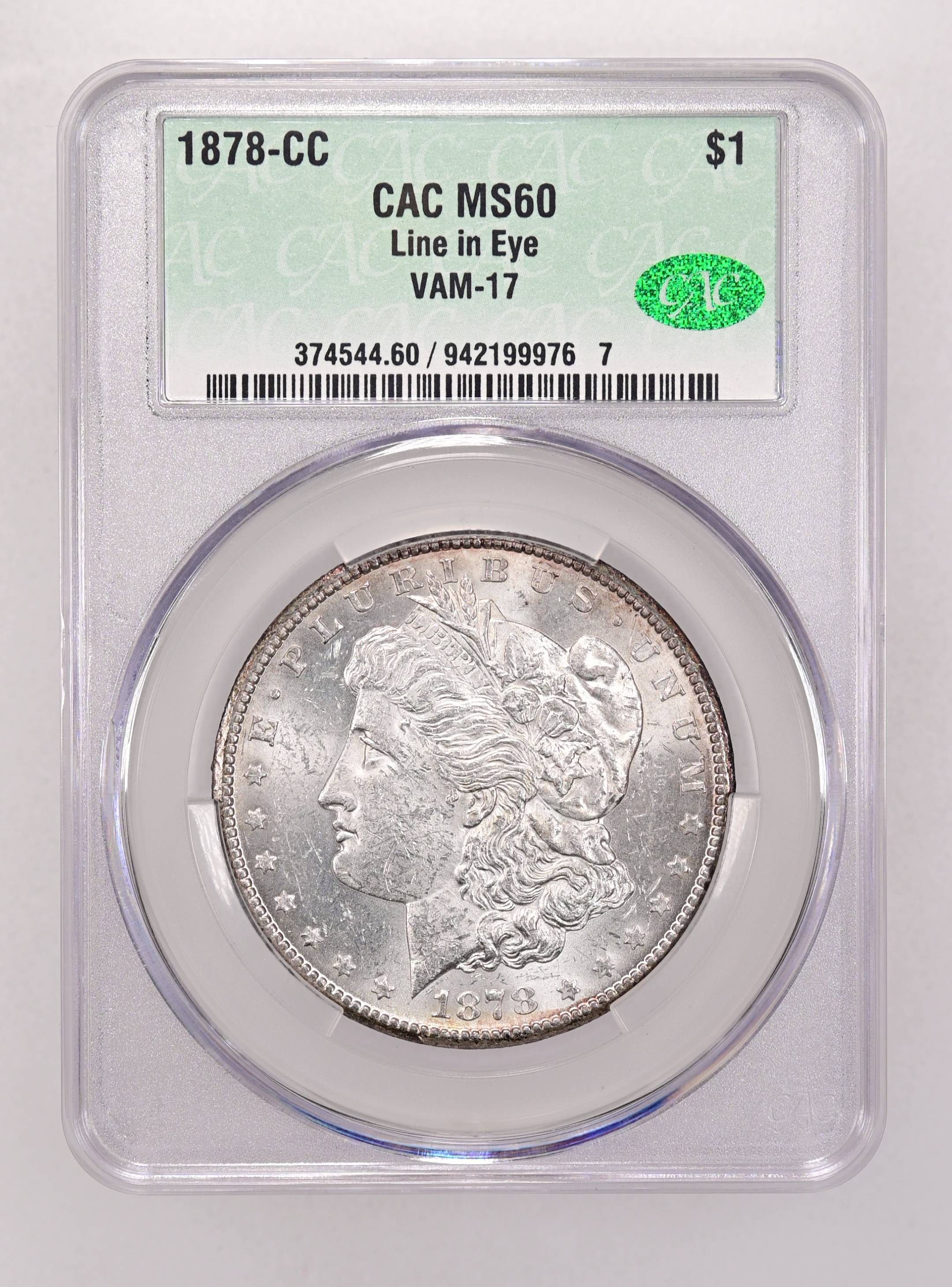 1878 CC Morgan Dollar Line in Eye VAM 17 Mint State (MS) Pricing